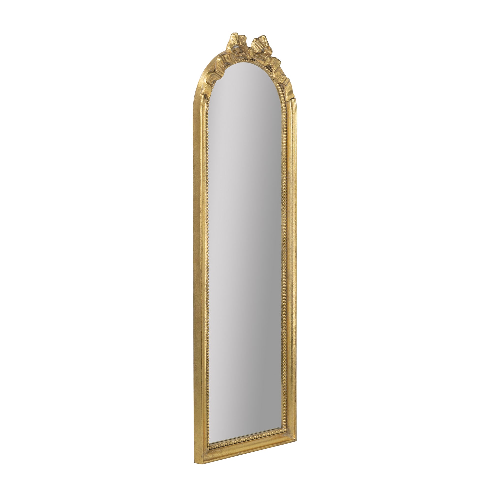 15.8 in. x 48.8 in. Gold Baroque Arched Full Length Wall Mirror, Ornate Scrollwork Crown Decorative Dressing Mirror