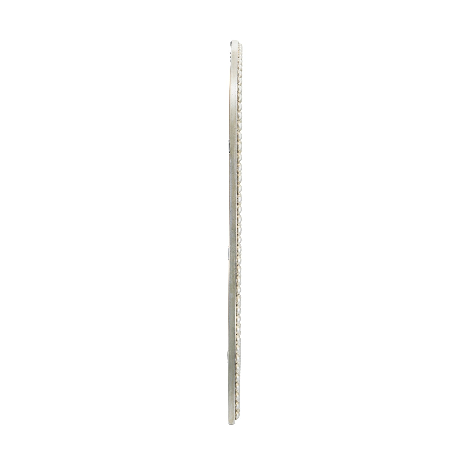 Champagne Gold Arched Wall Mirror with Pearl Beaded Trim, Cathedral-Style MDF Frame Decorative Mirror for Living Room, Bedroom & Entryway