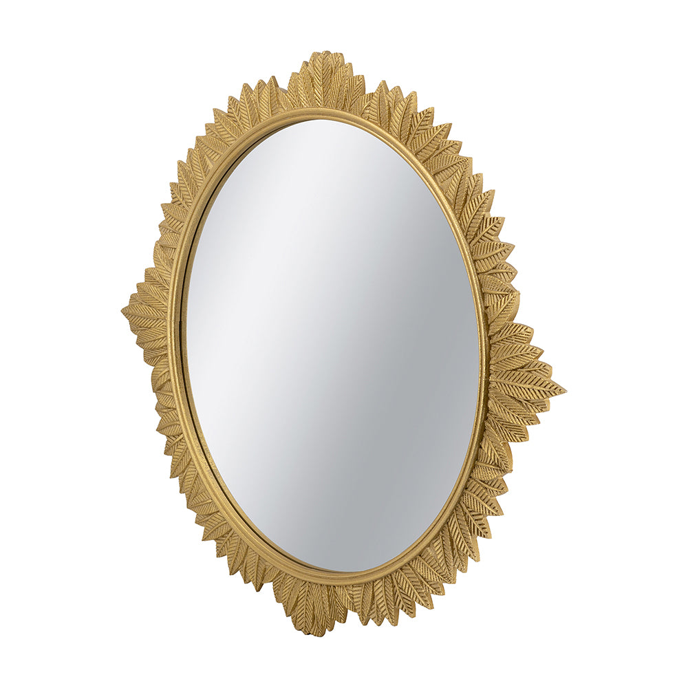 35.5 in. x 31.5 in. Soft Gold Rococo Wall Mirror, Ornate Carved MDF Frame Decorative Accent Mirror for Living Room, Hallway & Bedroom