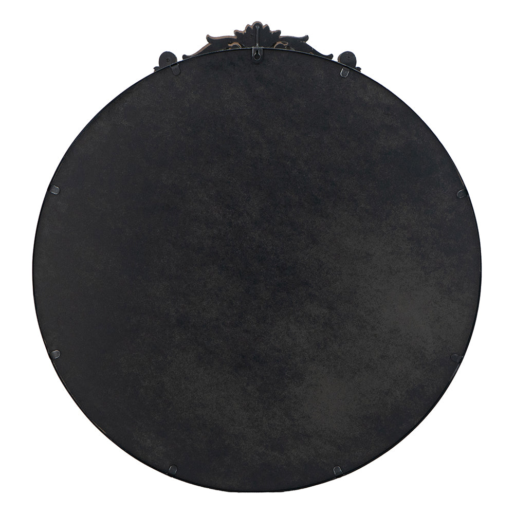30 in. x 32 in. Round Baroque-Inspired Wall Mirror, Classic Ornate Decorative Accent Mirror for Bathroom, Entryway &amp; Console