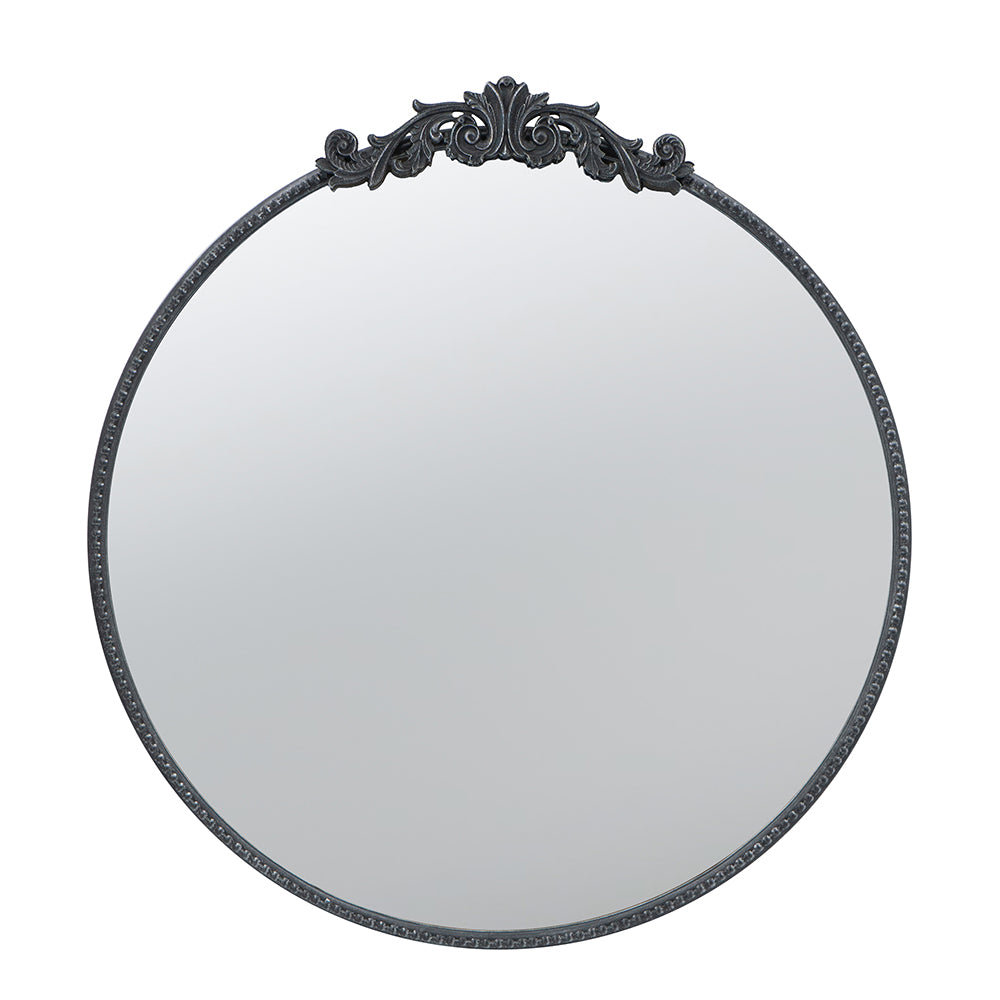 30 in. x 32 in. Round Baroque-Inspired Wall Mirror, Classic Ornate Decorative Accent Mirror for Bathroom, Entryway &amp; Console