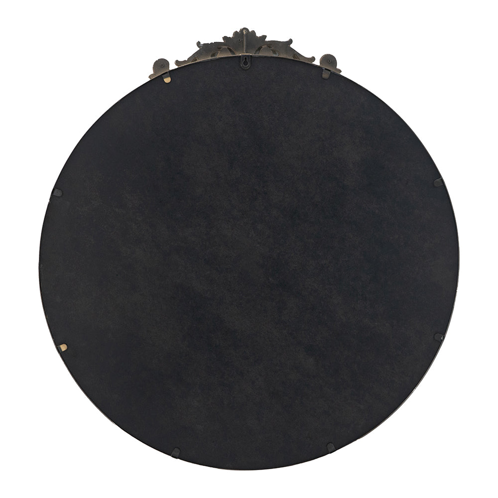 30 in. x 32 in. Round Baroque-Inspired Wall Mirror, Classic Ornate Decorative Accent Mirror for Bathroom, Entryway &amp; Console