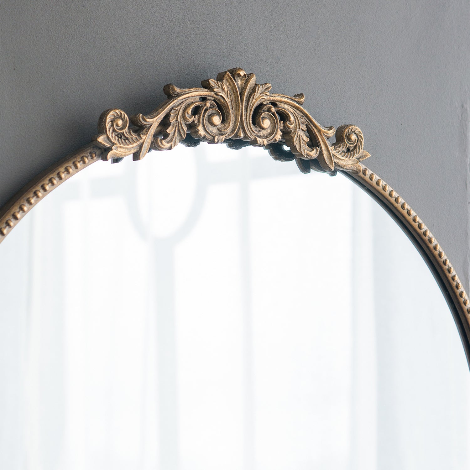 30 in. x 32 in. Round Baroque-Inspired Wall Mirror, Classic Ornate Decorative Accent Mirror for Bathroom, Entryway &amp; Console
