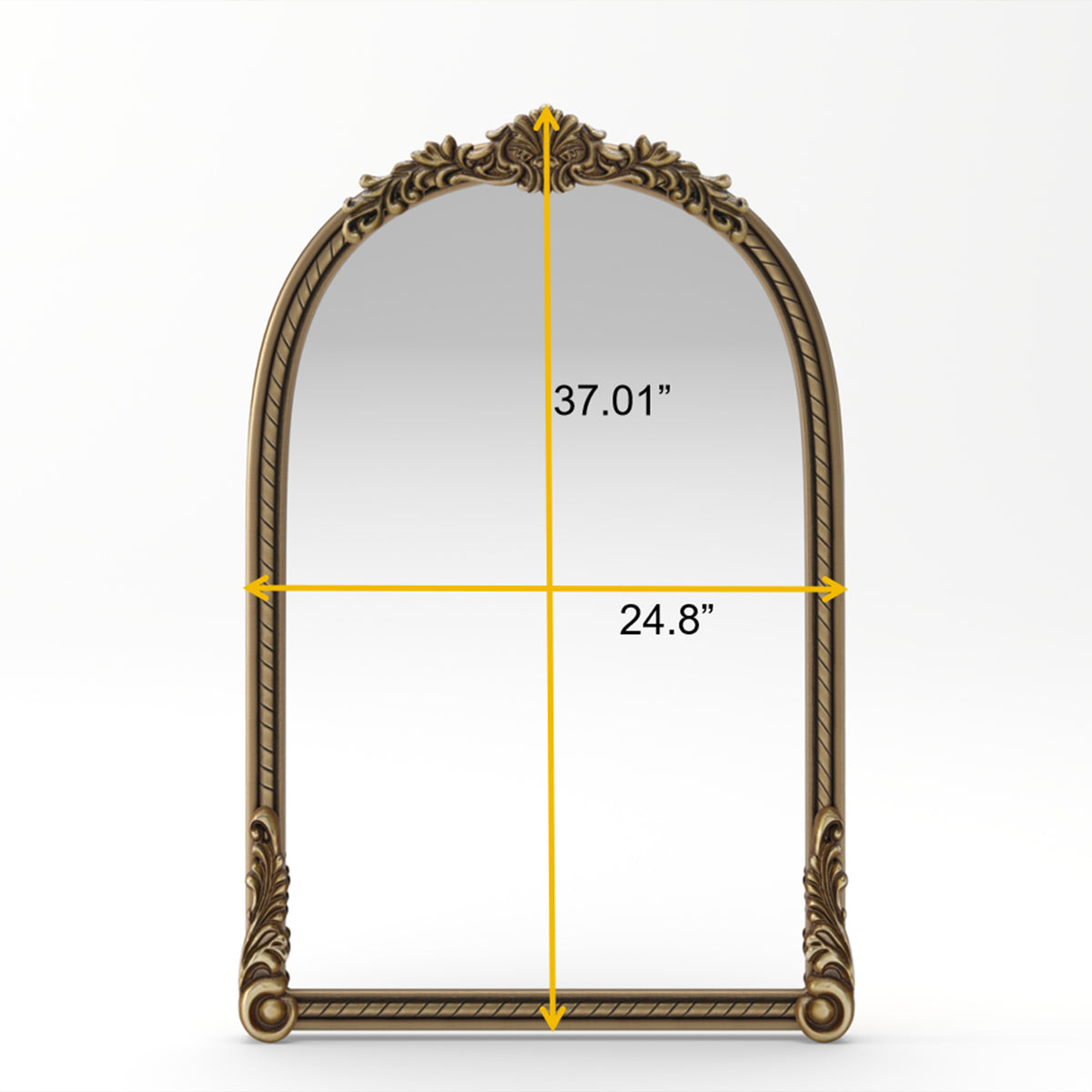 RAINLEX 36.61 in. Wide Vintage Gold Arched Wall Mirror (DM20)