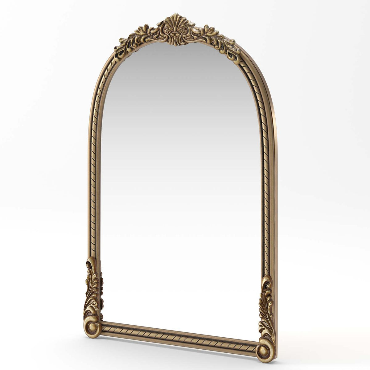 RAINLEX 36.61 in. Wide Vintage Gold Arched Wall Mirror (DM20)