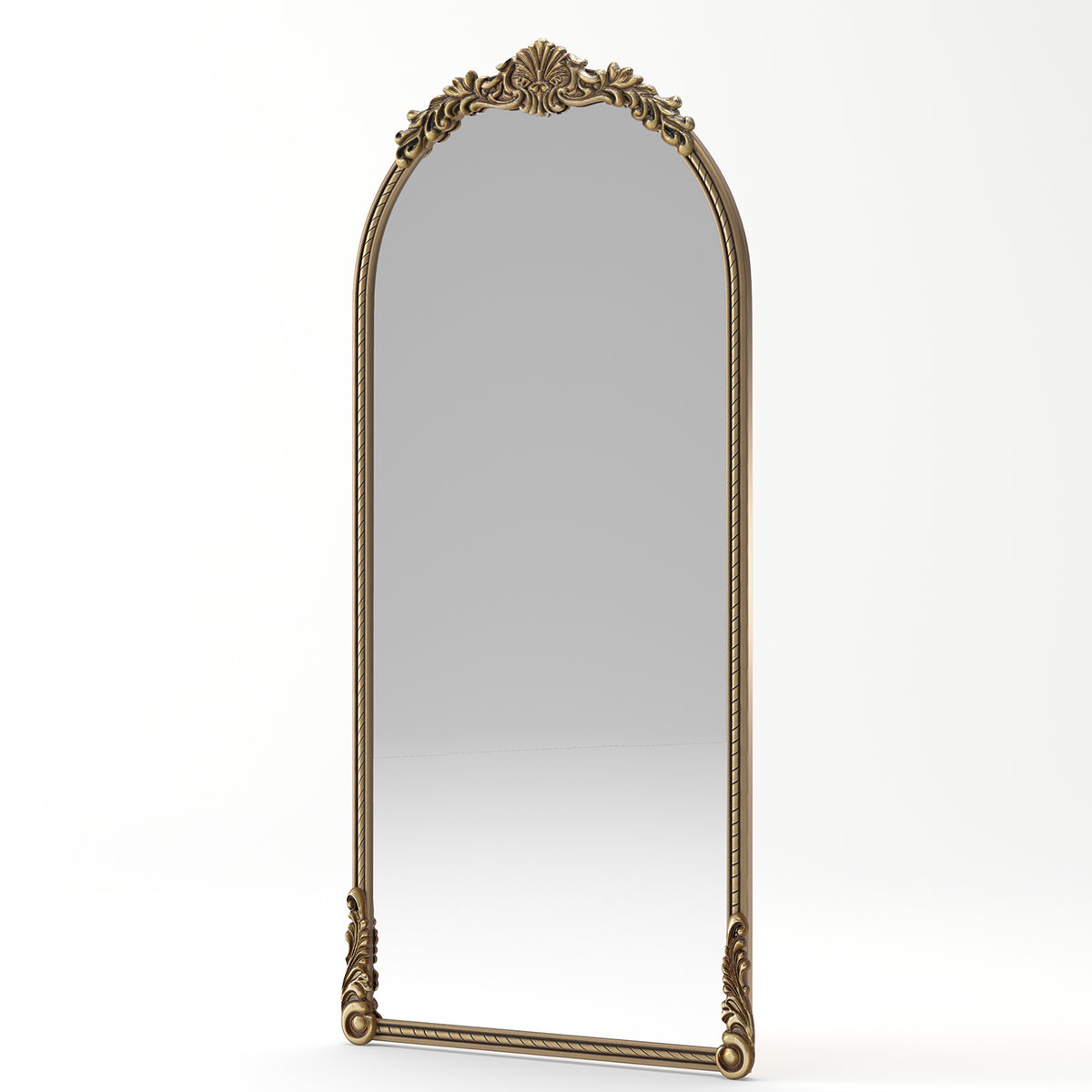 RAINLEX 33.07 in. x 73.03 in. Antique Gold Arch Oval Full Length Wall Mirror
