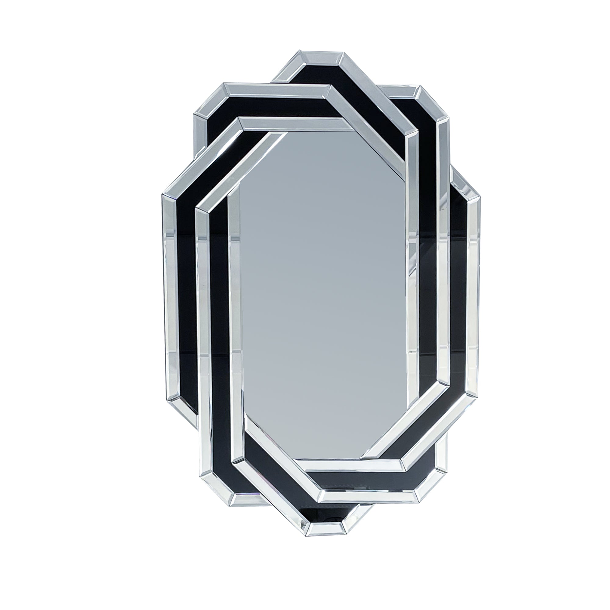 23.62 in. x 35.43 in. Modern Crystal Crush Diamond Wall Mirror, Luxury Geometric MDF & Mirrored Glass Vanity Mirror for Bathroom, Living Room & Entryway