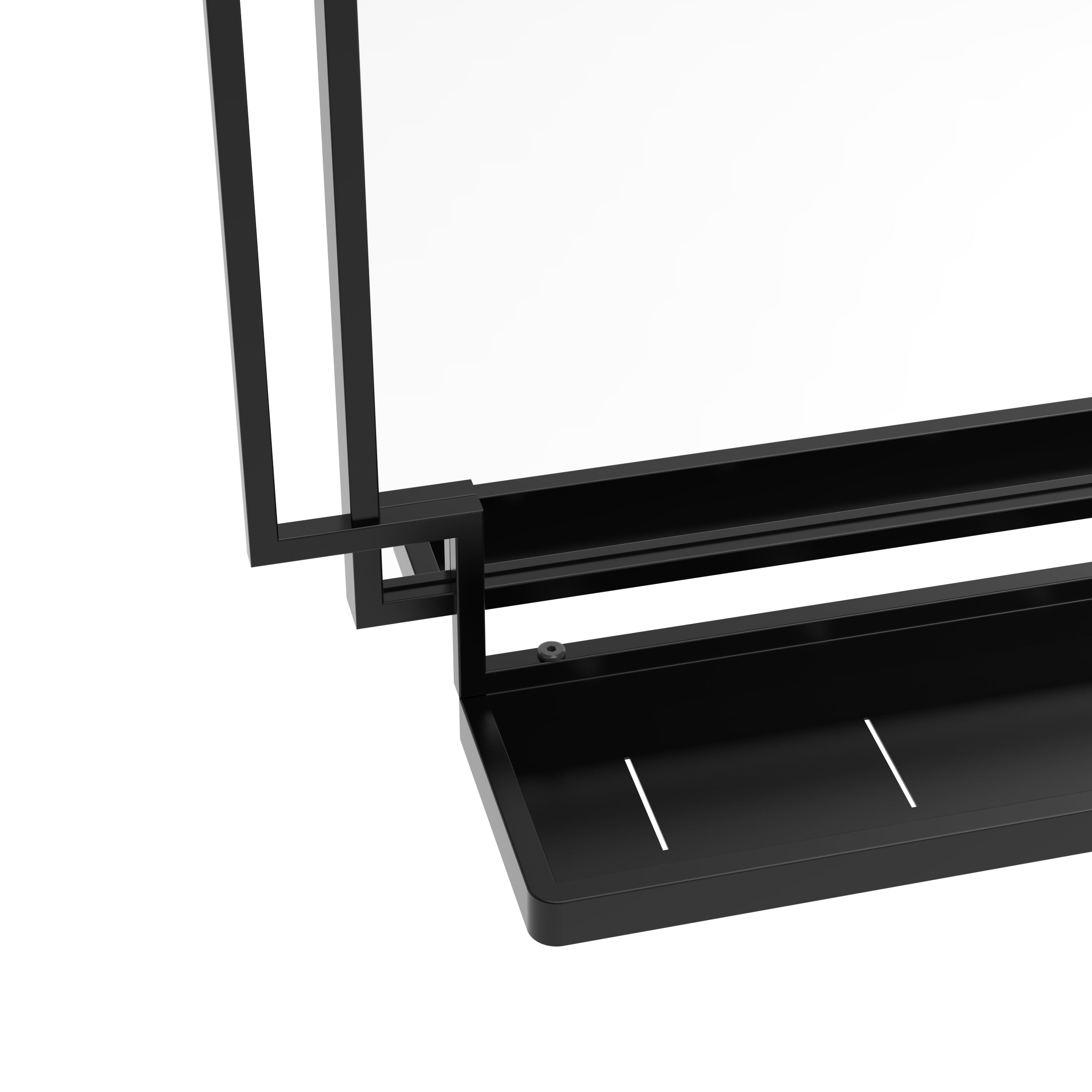 Black Metal Frame Bathroom Vanity Mirror with Multi-Tier Storage Shelf, 4 mm HD Wall Mirror, Horizontal or Vertical
