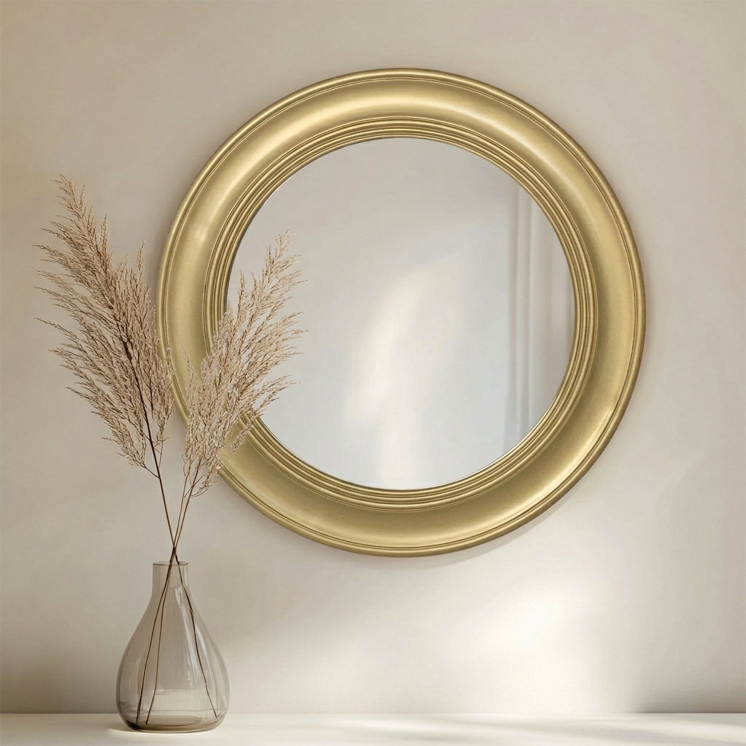 25.98 in. Vintage Round Wall Mirror, Iron Frame Retro Decorative Accent Mirror for Entryway, Living Room & Bedroom