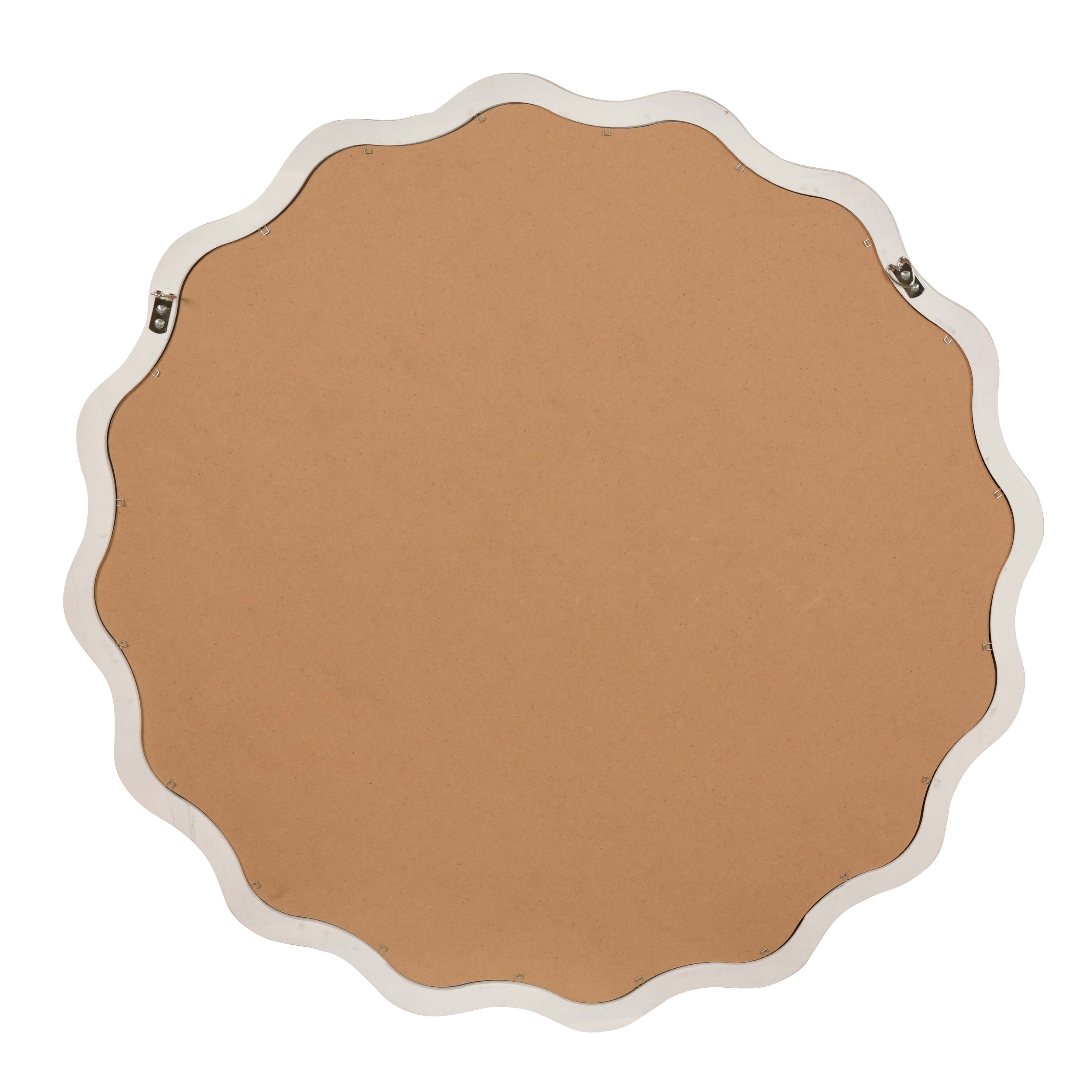 Wavy Round Solid Wood Frame Decorative Wall Mirror, 24" & 30", for Bedroom, Bathroom, Living Room & Entryway