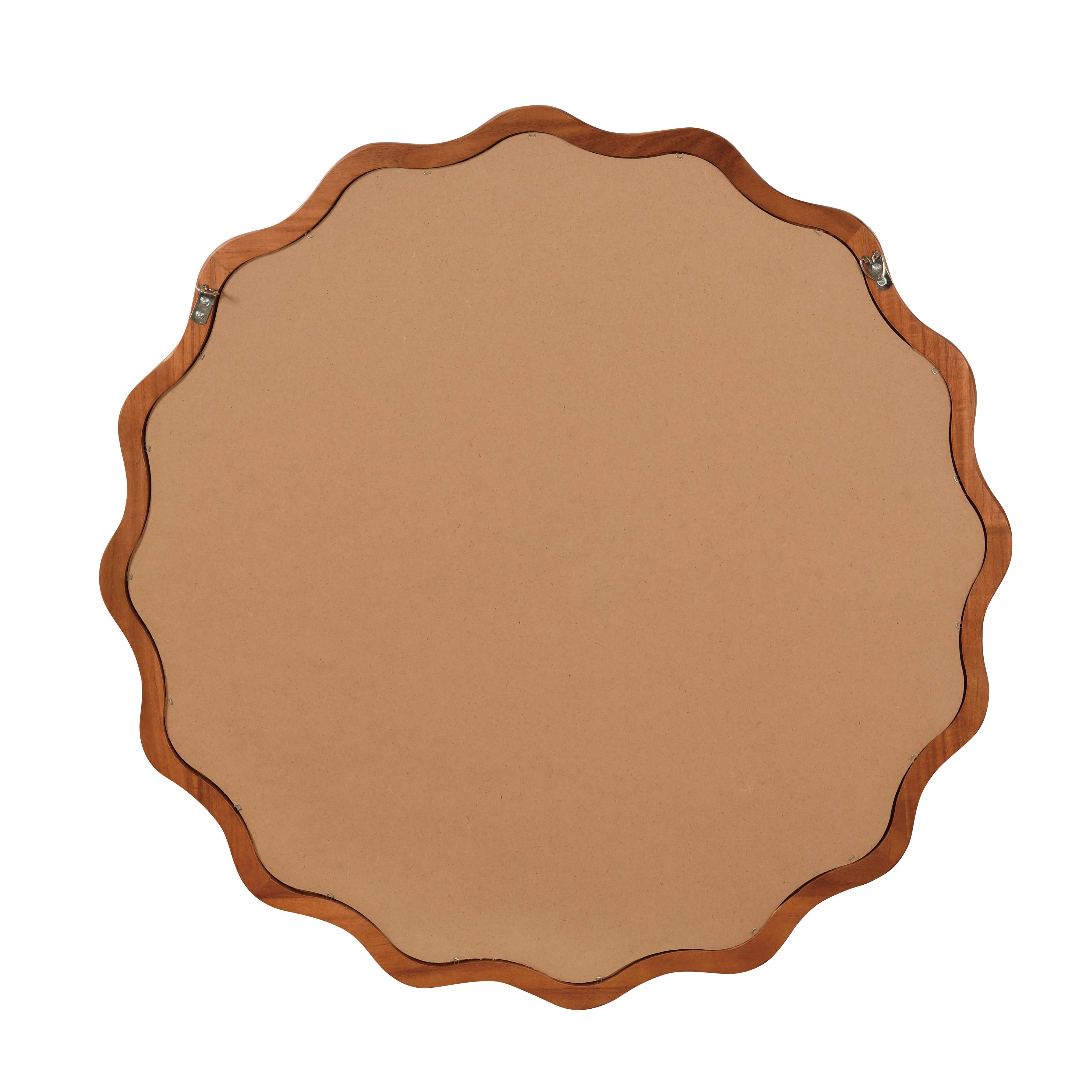 Wavy Round Solid Wood Frame Decorative Wall Mirror, 24" & 30", for Bedroom, Bathroom, Living Room & Entryway