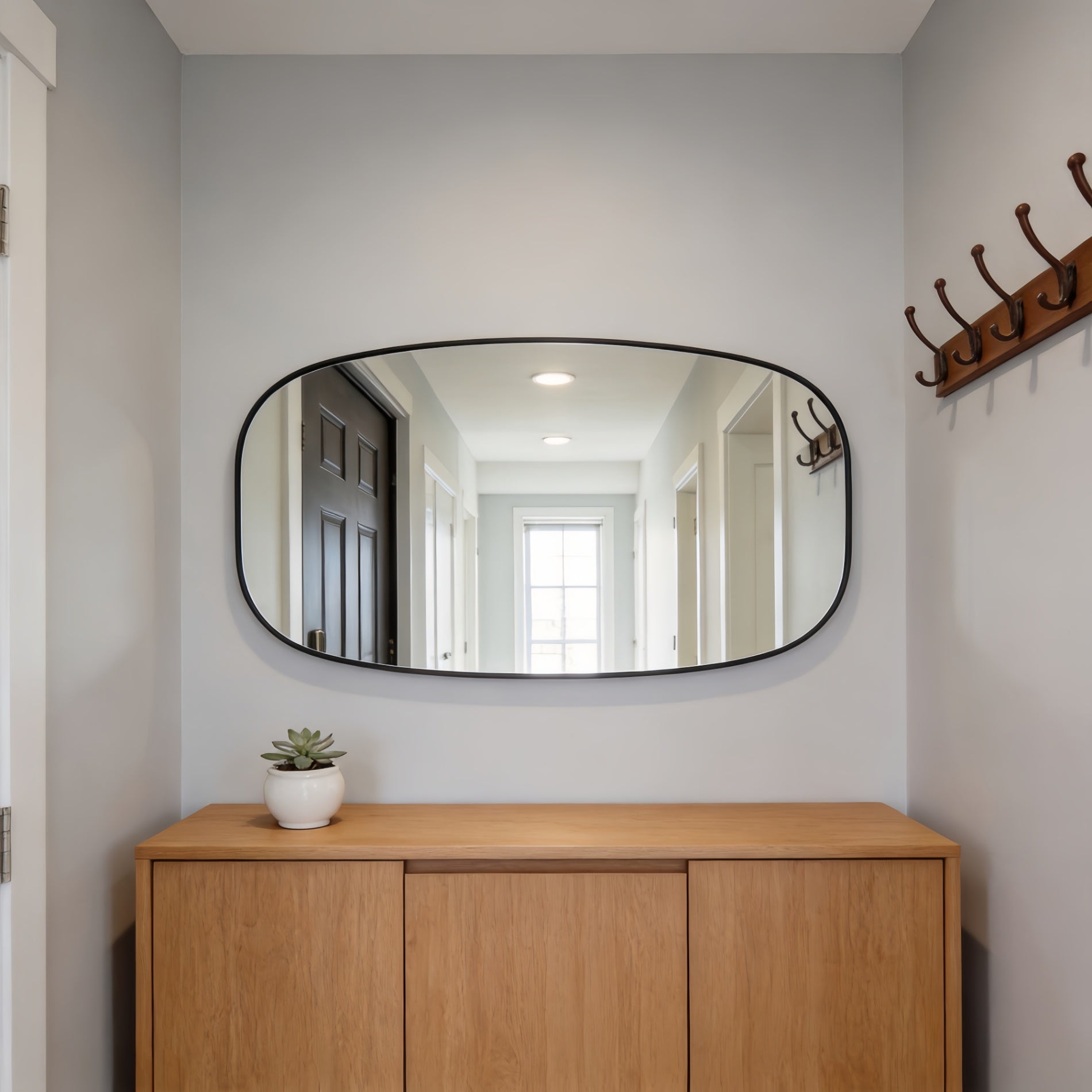 30 in. x 48 in. Metal Framed Oblong Oval Bathroom Vanity Mirror, 4 mm HD Wall Mirror, Horizontal or Vertical