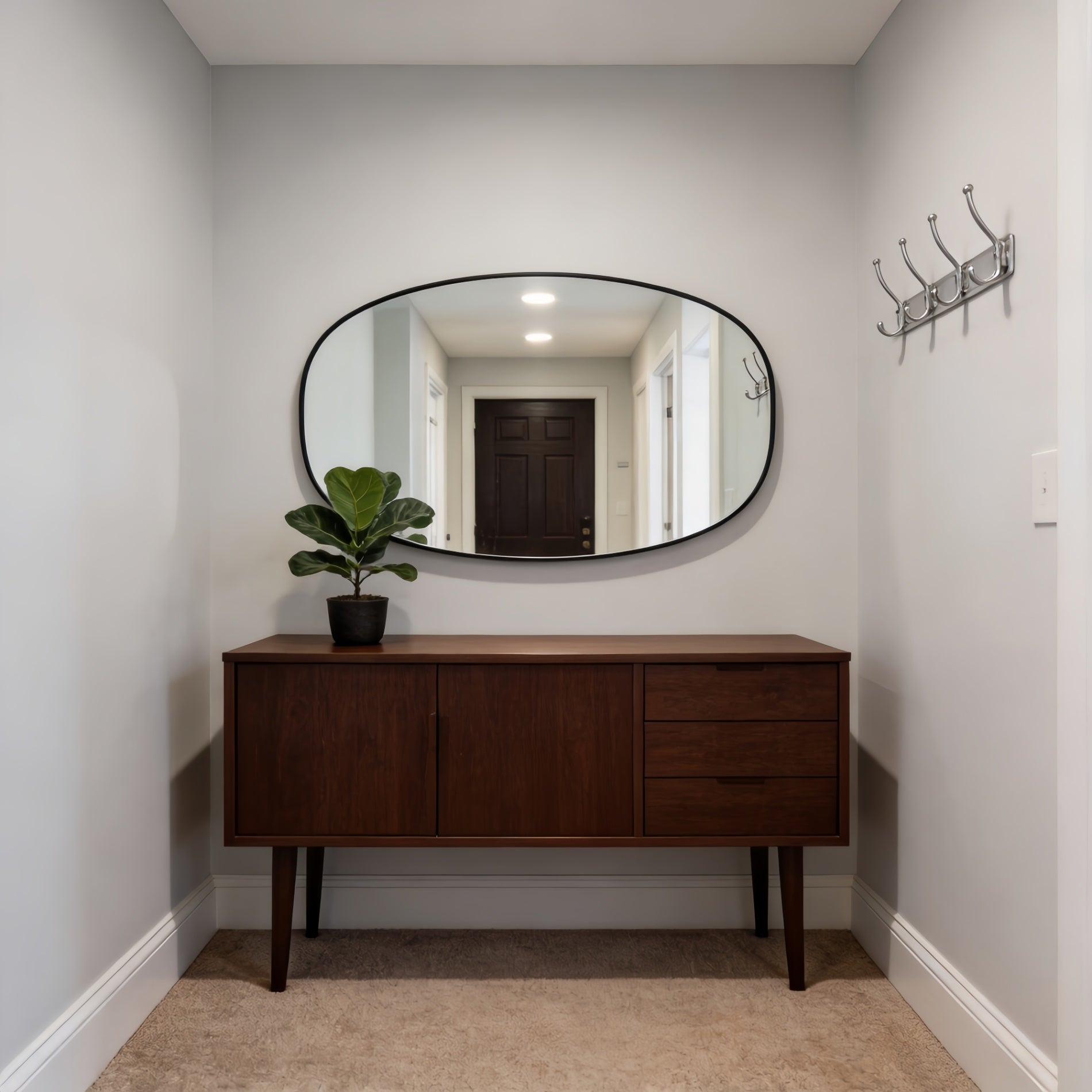 30 in. x 48 in. Metal Framed Oblong Oval Bathroom Vanity Mirror, 4 mm HD Wall Mirror, Horizontal or Vertical