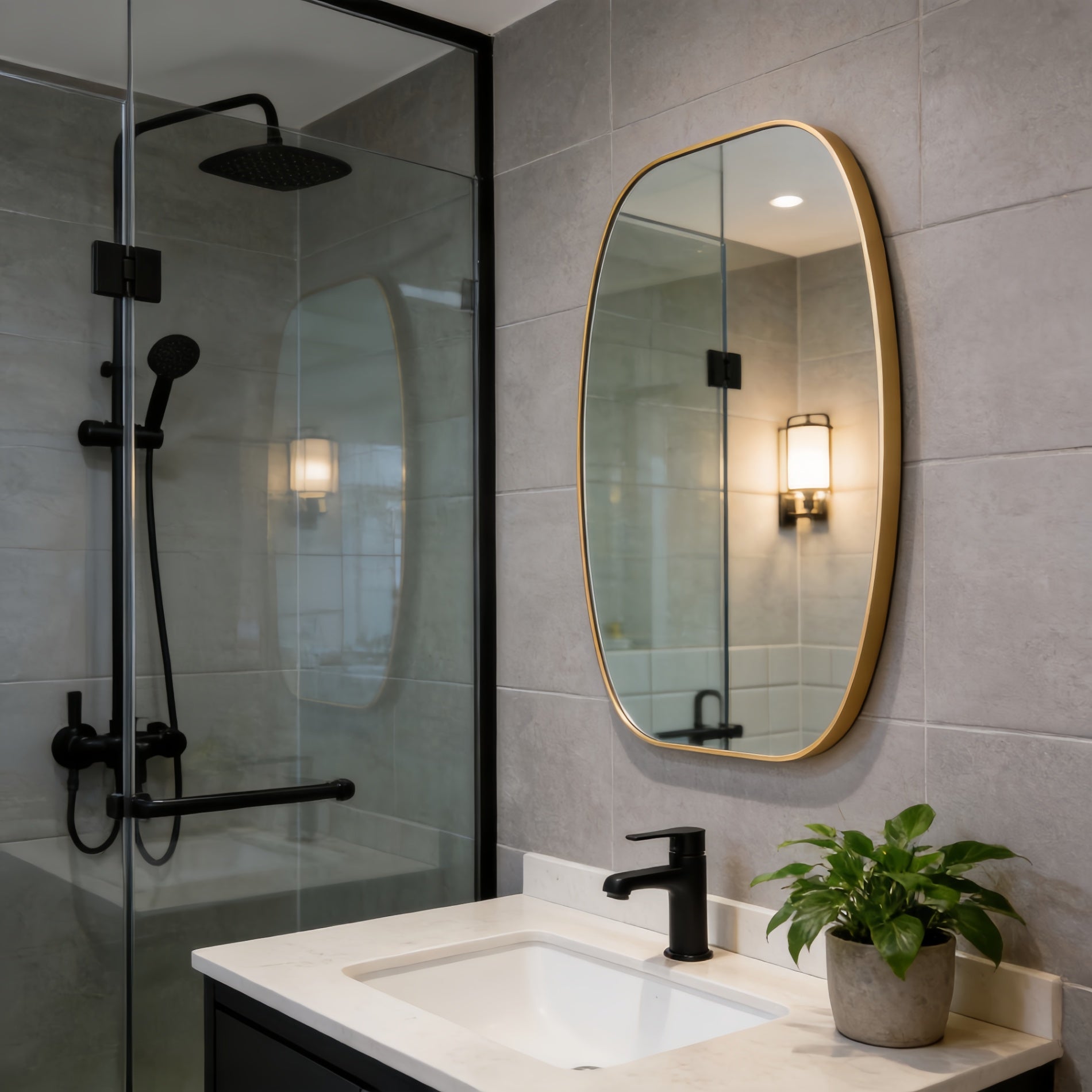 30 in. x 48 in. Metal Framed Oblong Oval Bathroom Vanity Mirror, 4 mm HD Wall Mirror, Horizontal or Vertical