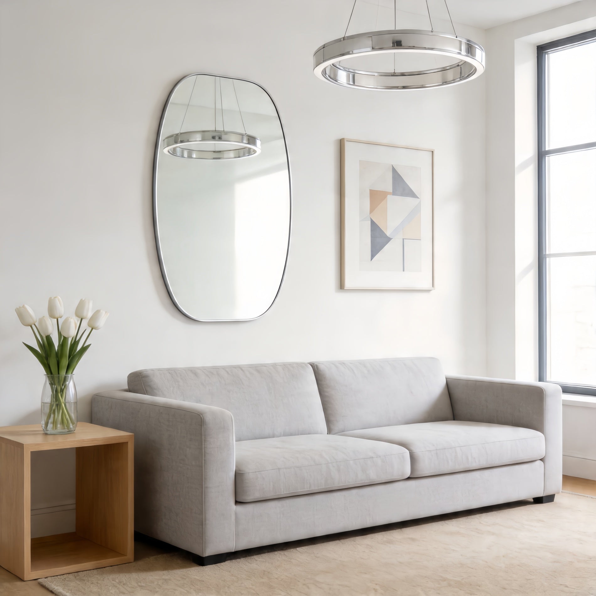 30 in. x 48 in. Metal Framed Oblong Oval Bathroom Vanity Mirror, 4 mm HD Wall Mirror, Horizontal or Vertical
