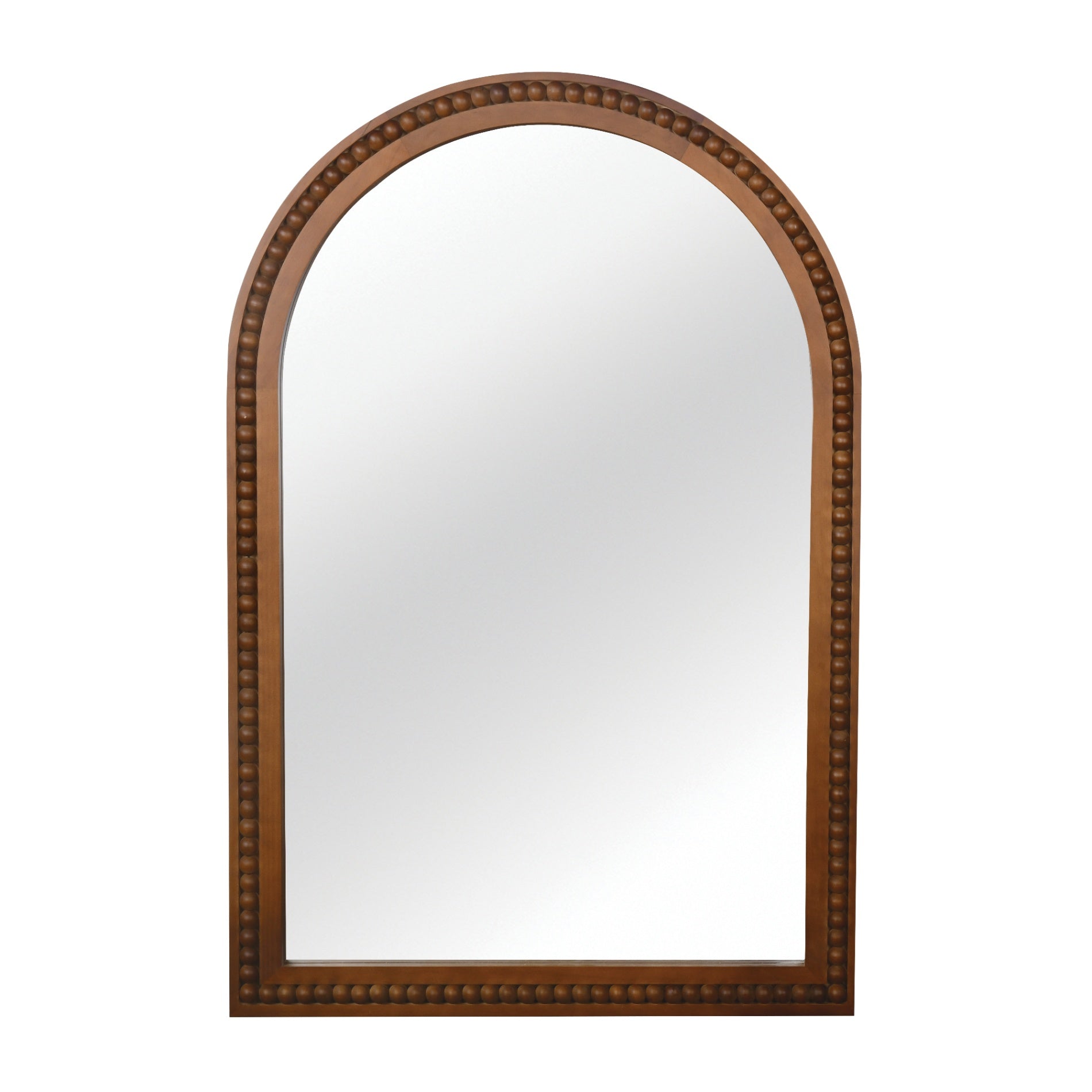 20×30 Inch Arch Wall Mirror With Beaded Solid Wood Frame, Rustic Farmhouse Decor Mirror for Entryway, Bathroom & Living Room