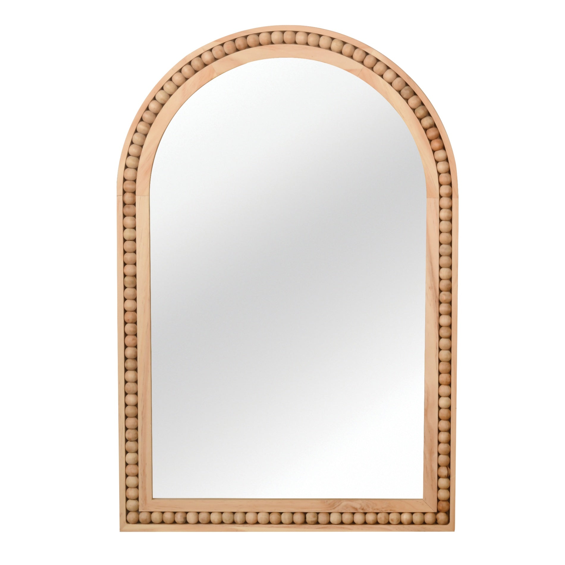 20×30 Inch Arch Wall Mirror With Beaded Solid Wood Frame, Rustic Farmhouse Decor Mirror for Entryway, Bathroom & Living Room