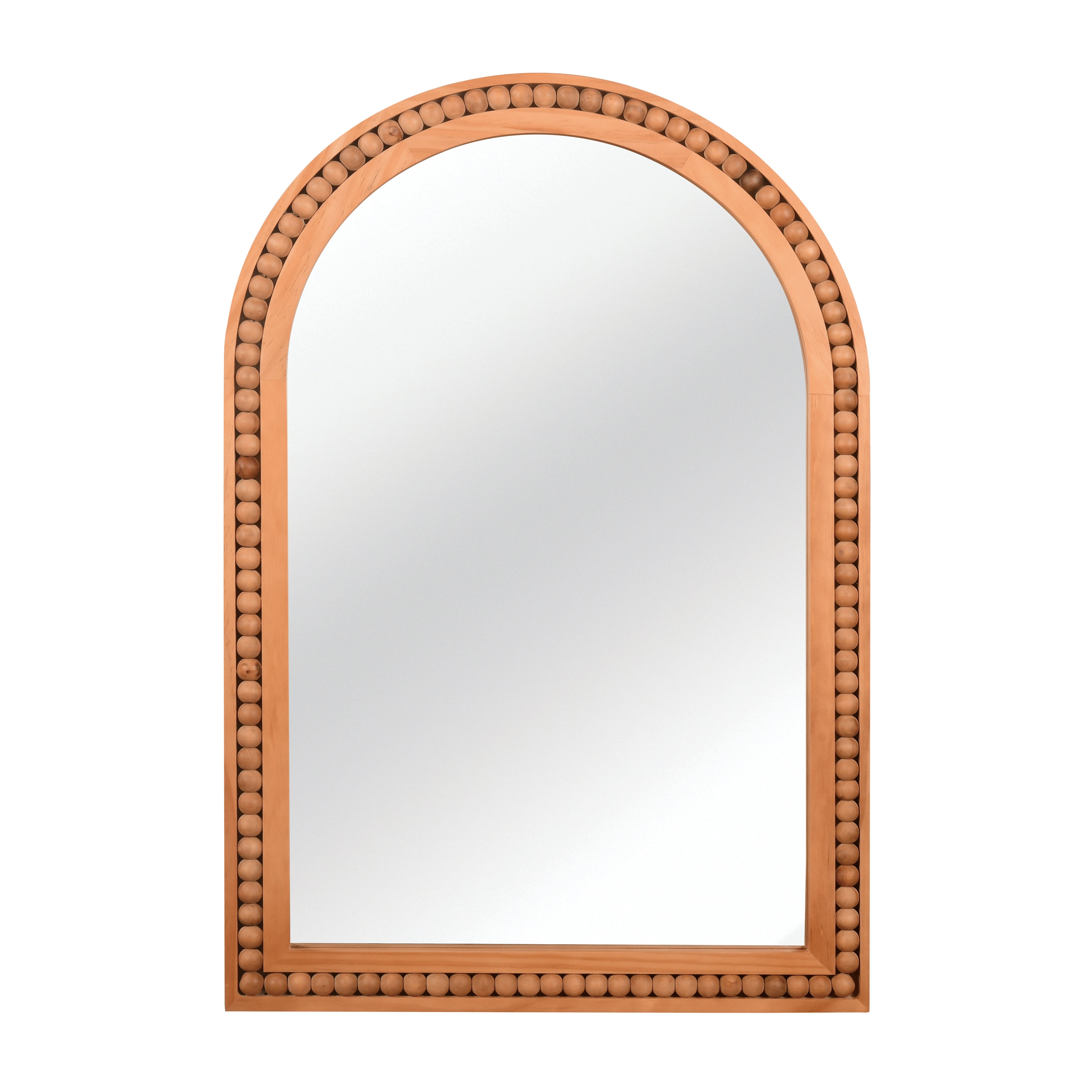20×30 Inch Arch Wall Mirror With Beaded Solid Wood Frame, Rustic Farmhouse Decor Mirror for Entryway, Bathroom & Living Room