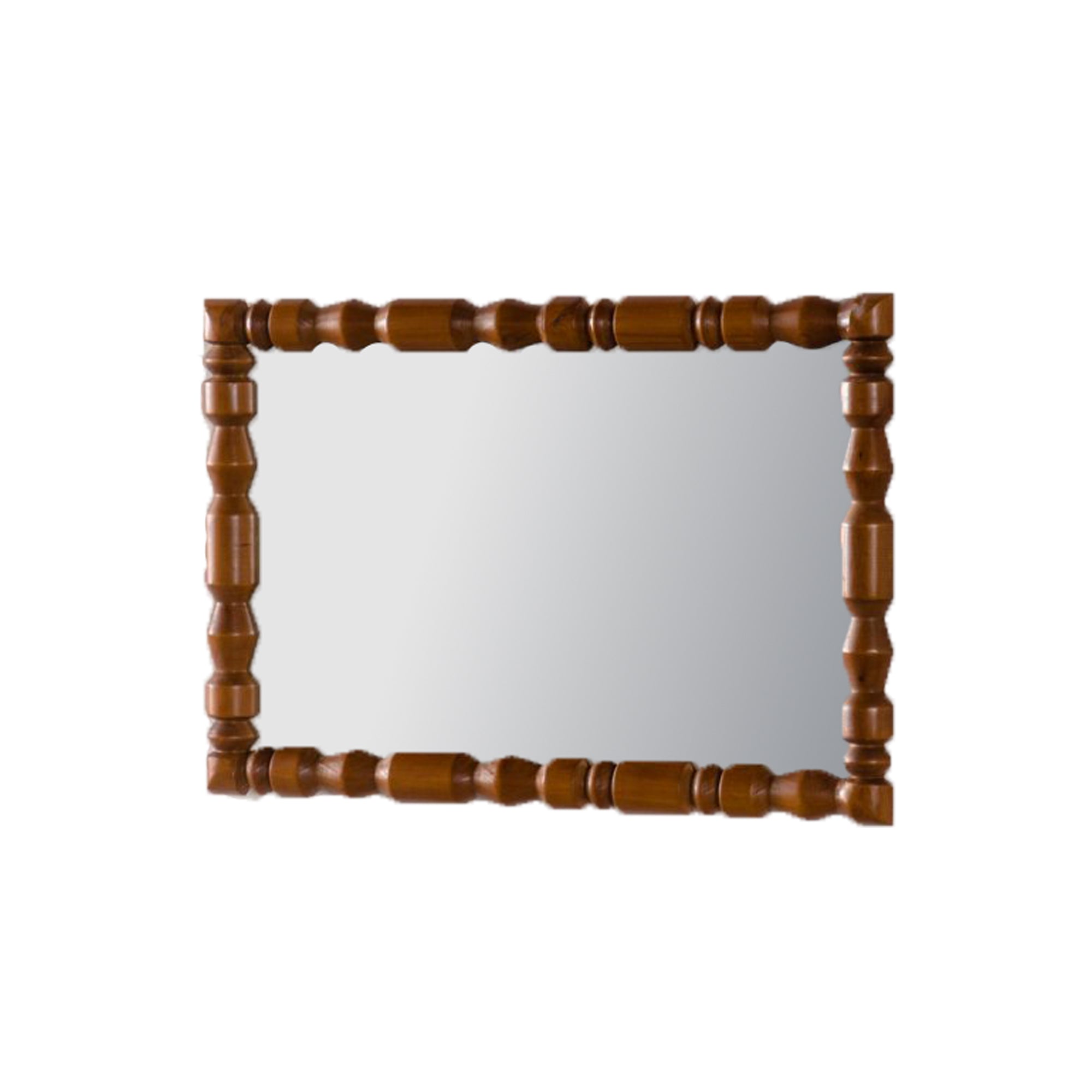 35.43 in. x 23.62 in. Vintage Solid Wood Wall Mirror, Ornate Carved Column Frame Decorative Mirror for Living Room, Bedroom & Entryway