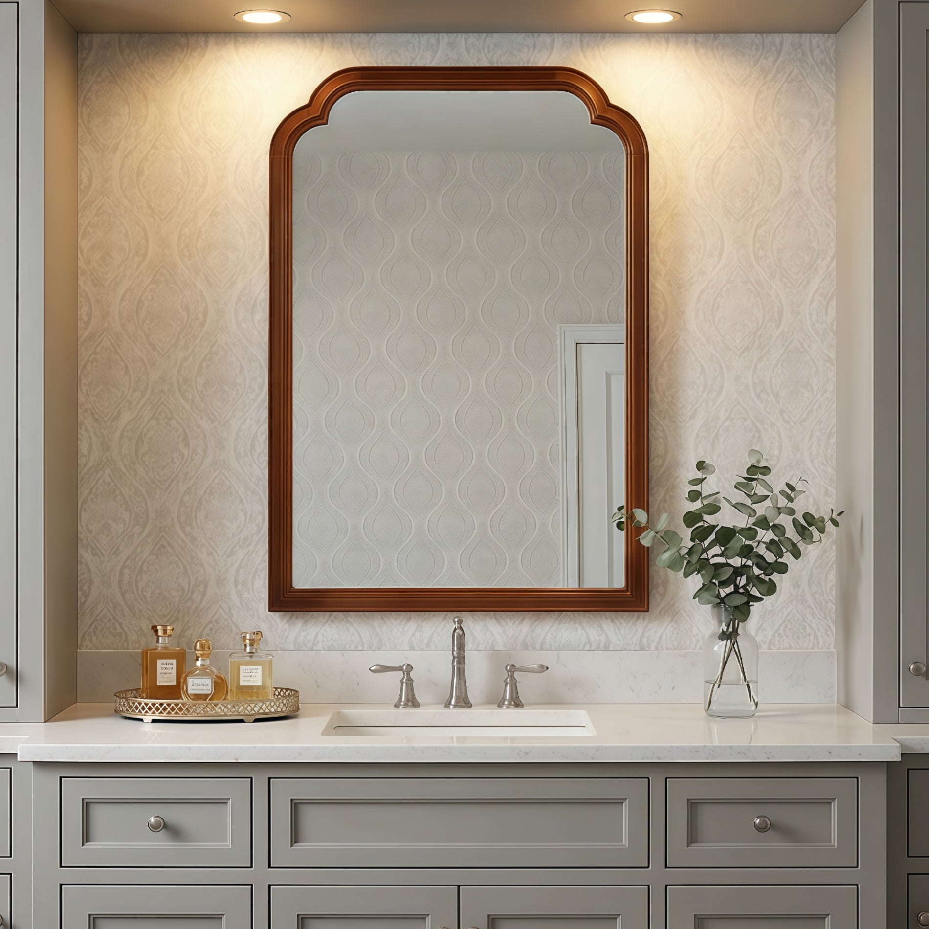24 in. x 36 in. Solid Wood Frame Wall Mirror, Rounded Corner Tempered Glass Vanity Mirror for Bathroom, Bedroom & Entryway