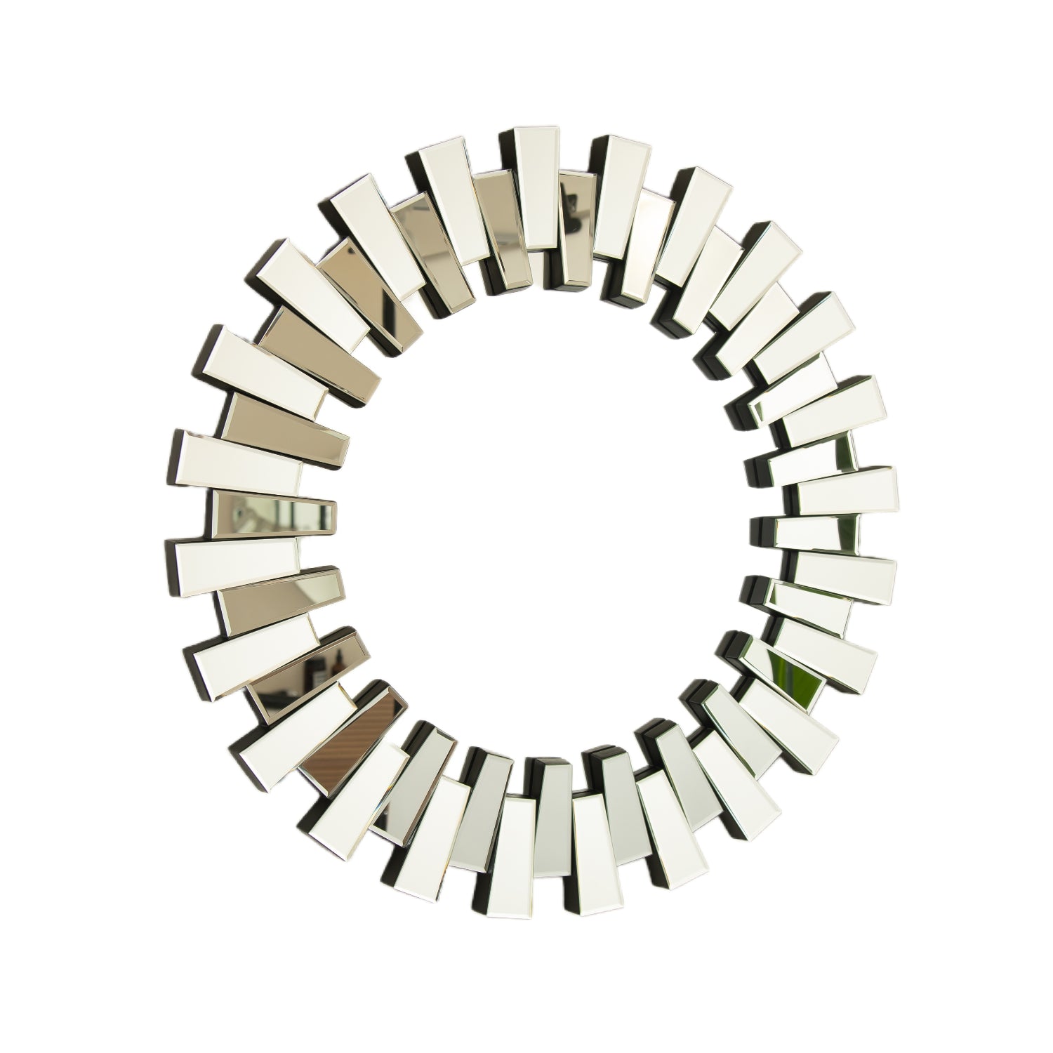 32 in. Modern Irregular Round PU Wall Mirror, Decorative Accent Mirror for Bathroom, Bedroom, Living Room, Hallway & Entryway