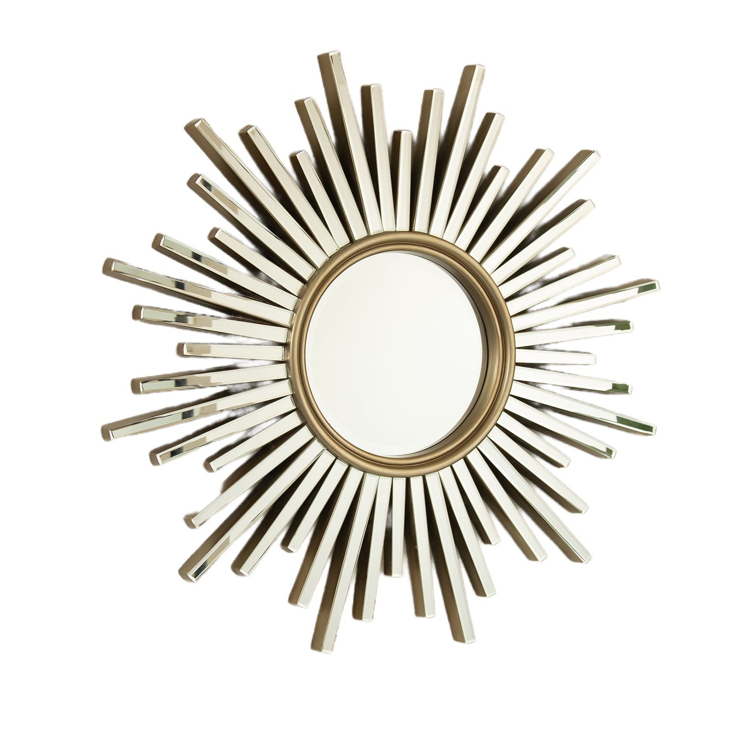 33 in. Luxury Silver PU Sunburst Wall Mirror, Modern Decorative Accent Mirror for Bathroom, Bedroom, Living Room & Entryway
