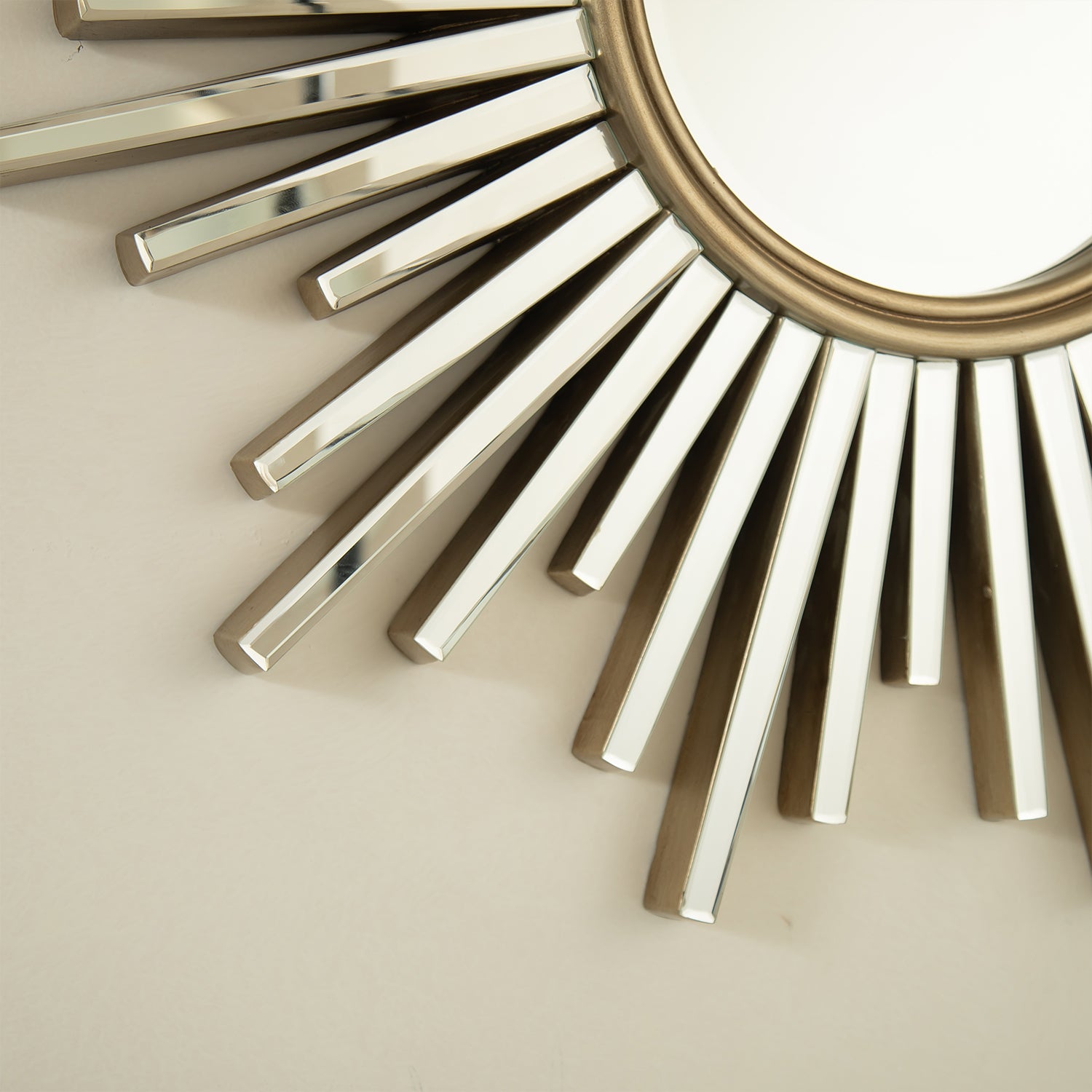 33 in. Luxury Silver PU Sunburst Wall Mirror, Modern Decorative Accent Mirror for Bathroom, Bedroom, Living Room & Entryway