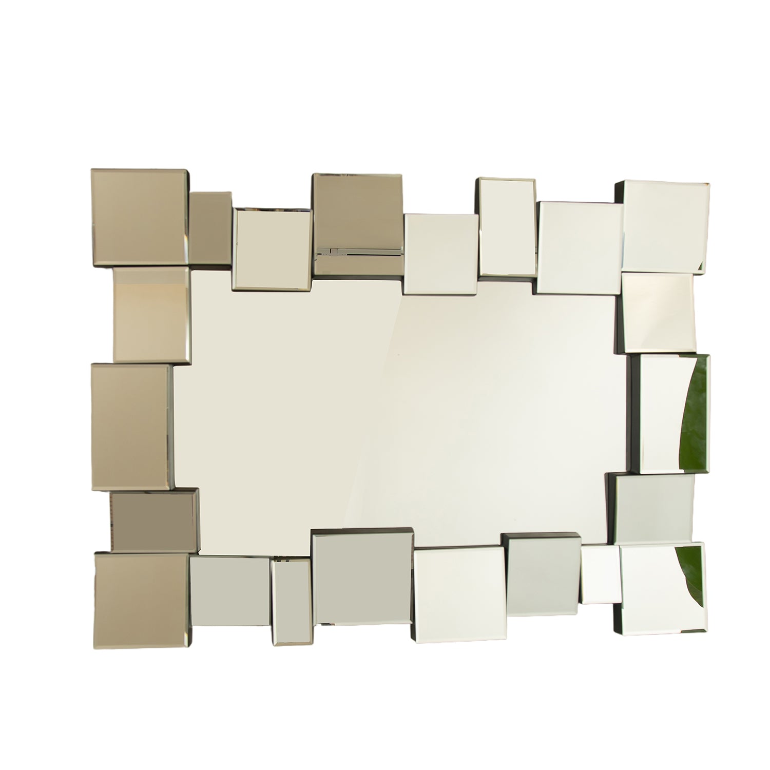 30 in. Geometric Square-Spliced PU Wall Mirror, Modern Decorative Accent Mirror, Horizontal or Vertical for Living Room, Bedroom & Entryway