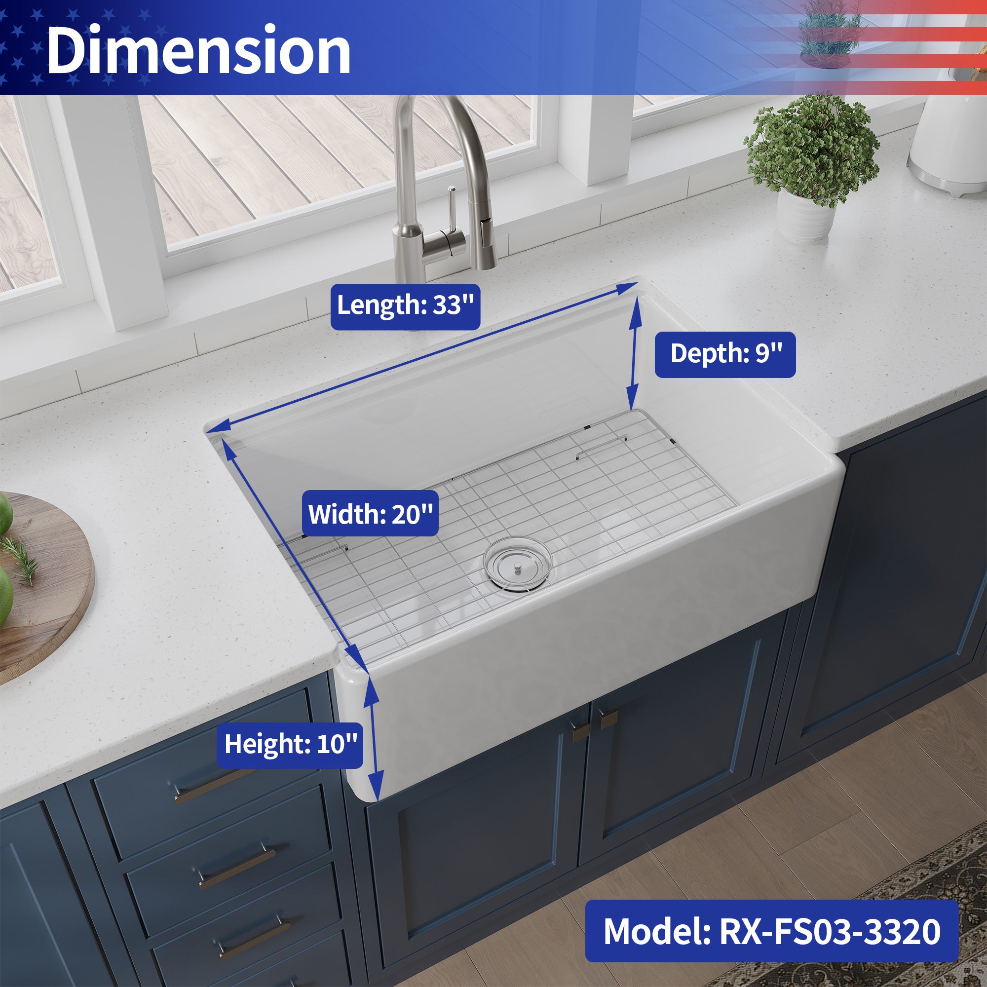 Fireclay Workstation Farmhouse Kitchen Sink With Accessories RX-FS03