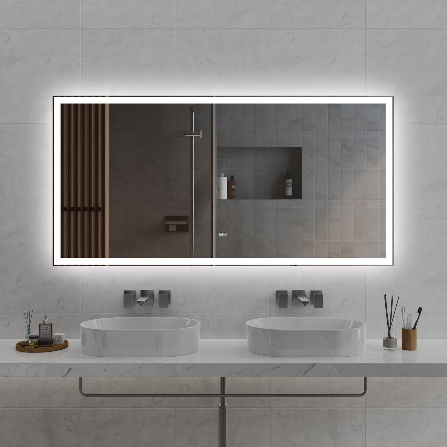 72 in. x 36 in. Front and Backlit LED Bathroom Mirror with Anti-Fog, 3 Color Temperatures, Stepless Dimming, Memory and IP44 Waterproof