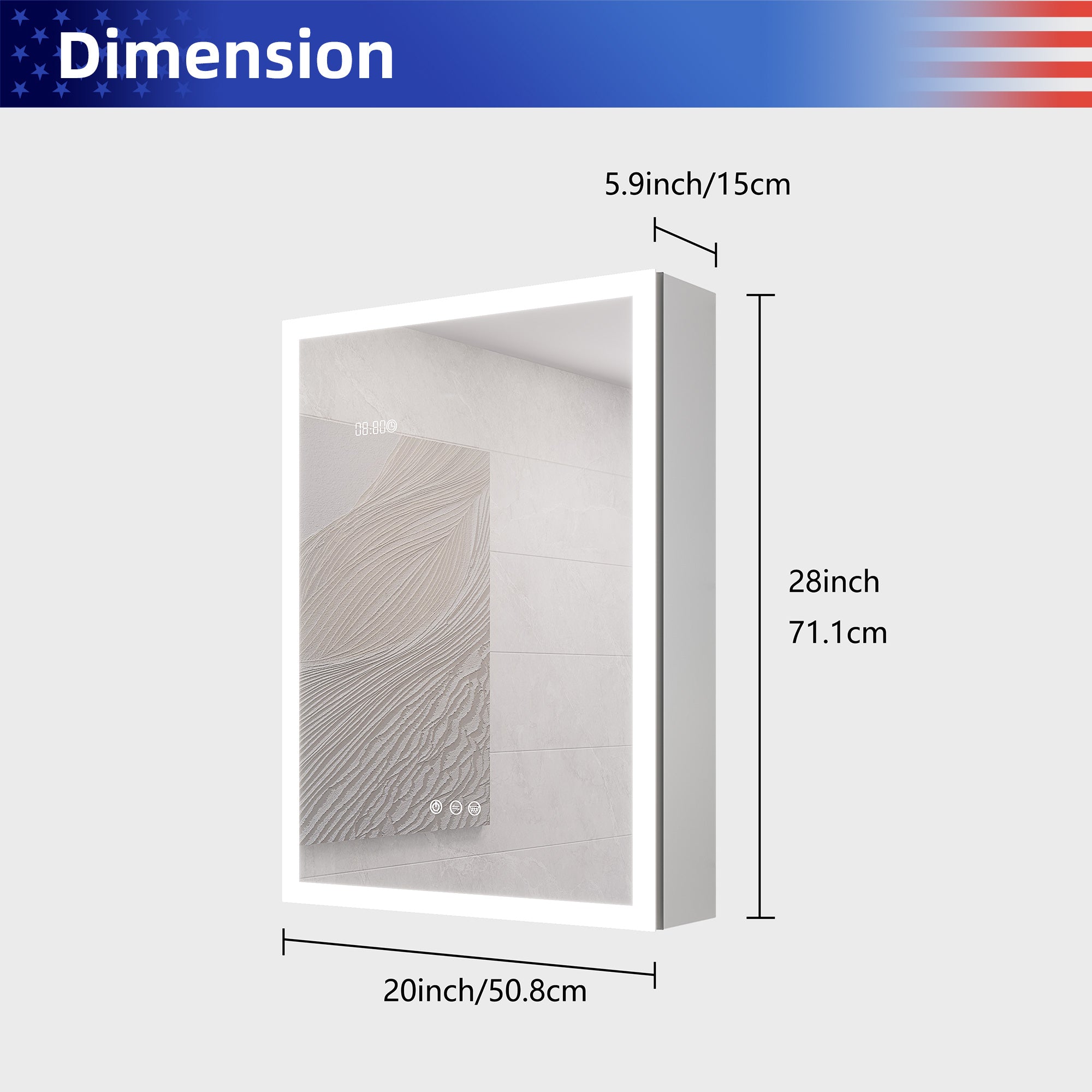 20" x 28" LED Surface-Mount Medicine Cabinet with Mirror and Defogger (MC04)