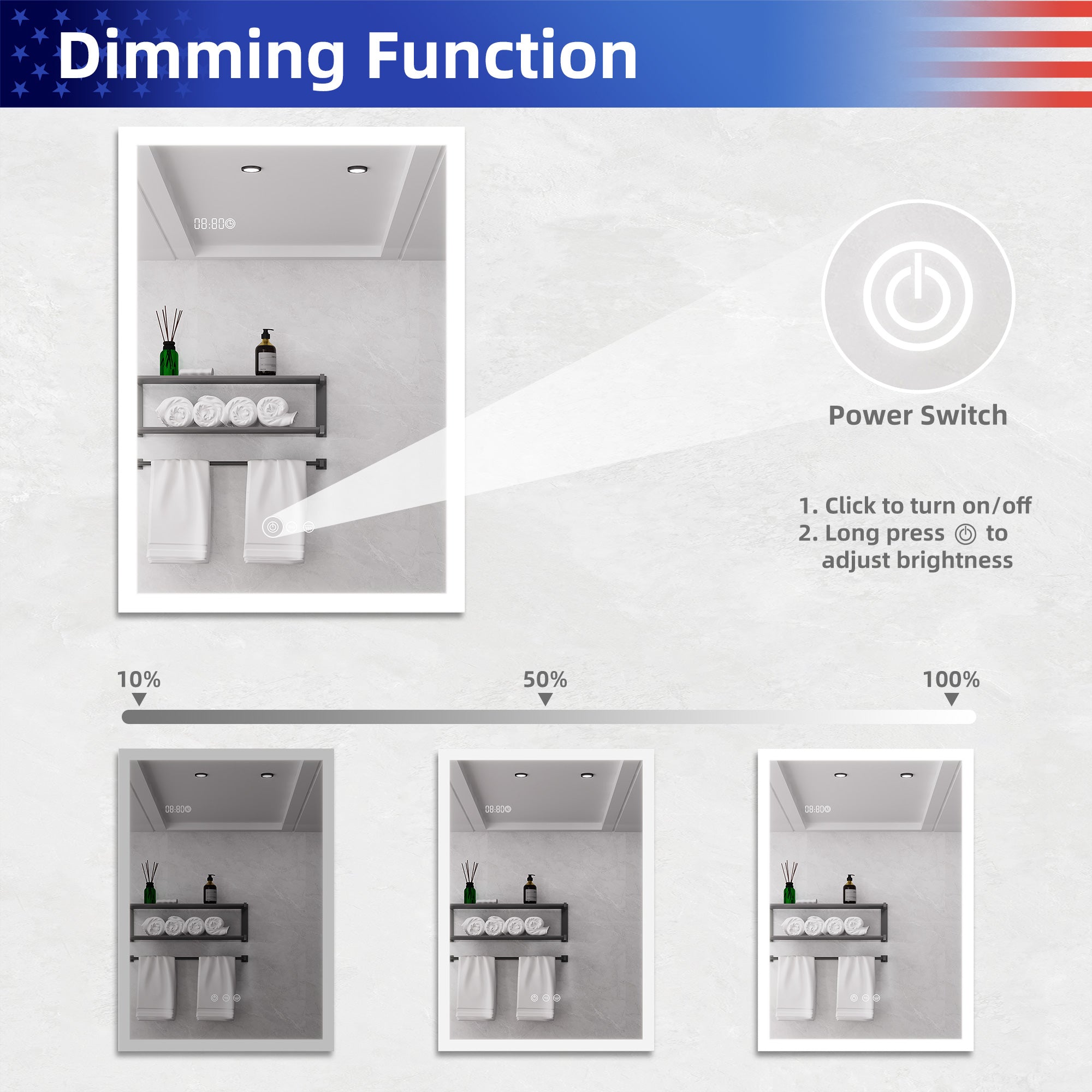 20" x 28" LED Surface-Mount Medicine Cabinet with Mirror and Defogger (MC04)