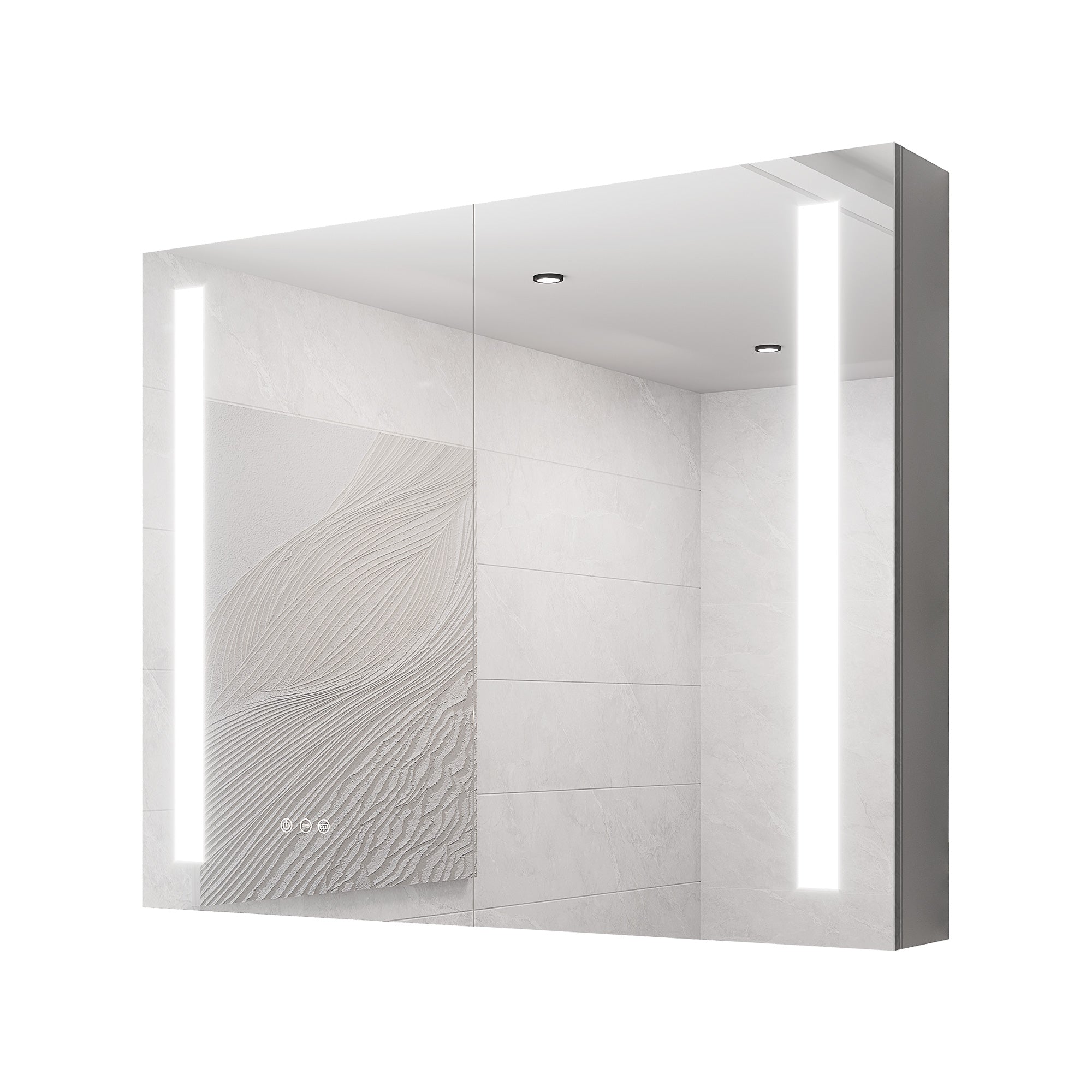 36" x 30" LED Recessed/Surface-Mount Medicine Cabinet with Mirror and Defogger