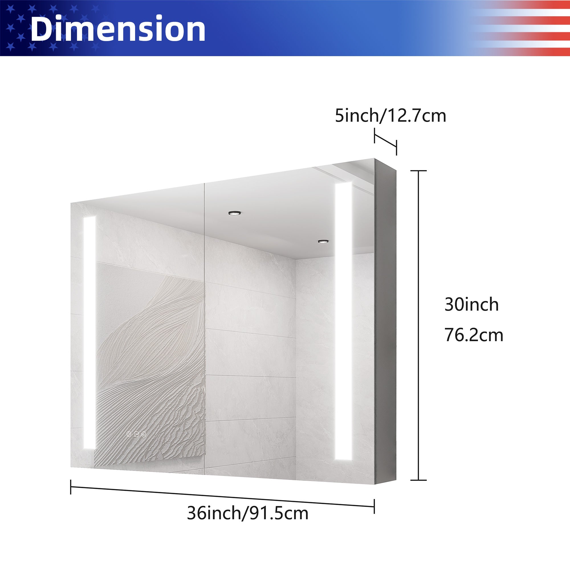 36" x 30" LED Recessed/Surface-Mount Medicine Cabinet with Mirror and Defogger
