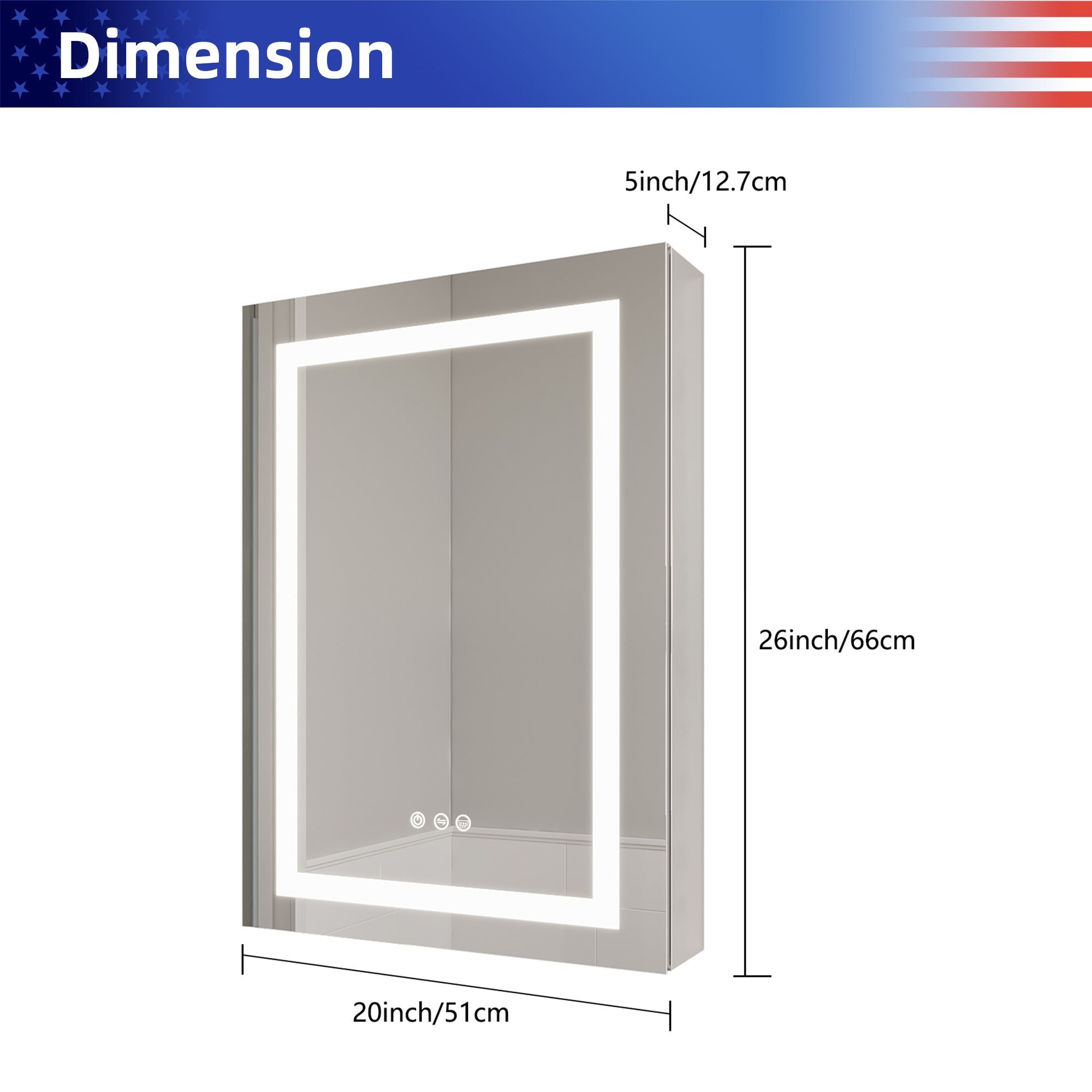 20" x 26" LED Recessed/Surface-Mount Medicine Cabinet with Mirror and Defogger (Left)