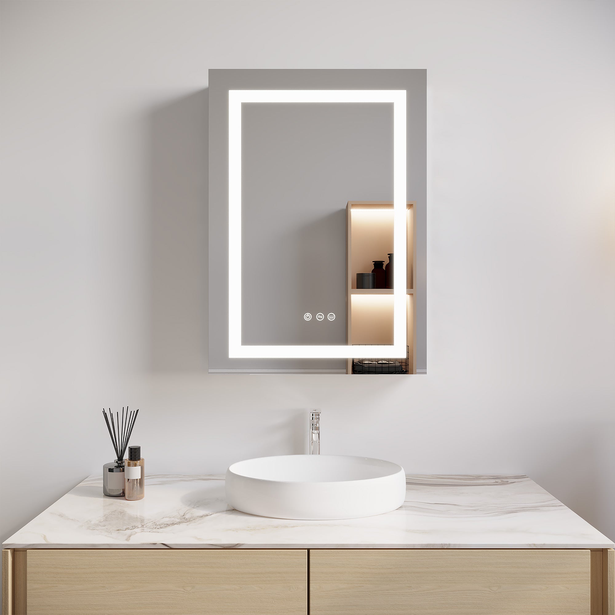 20" x 26" LED Recessed/Surface-Mount Medicine Cabinet with Mirror and Defogger