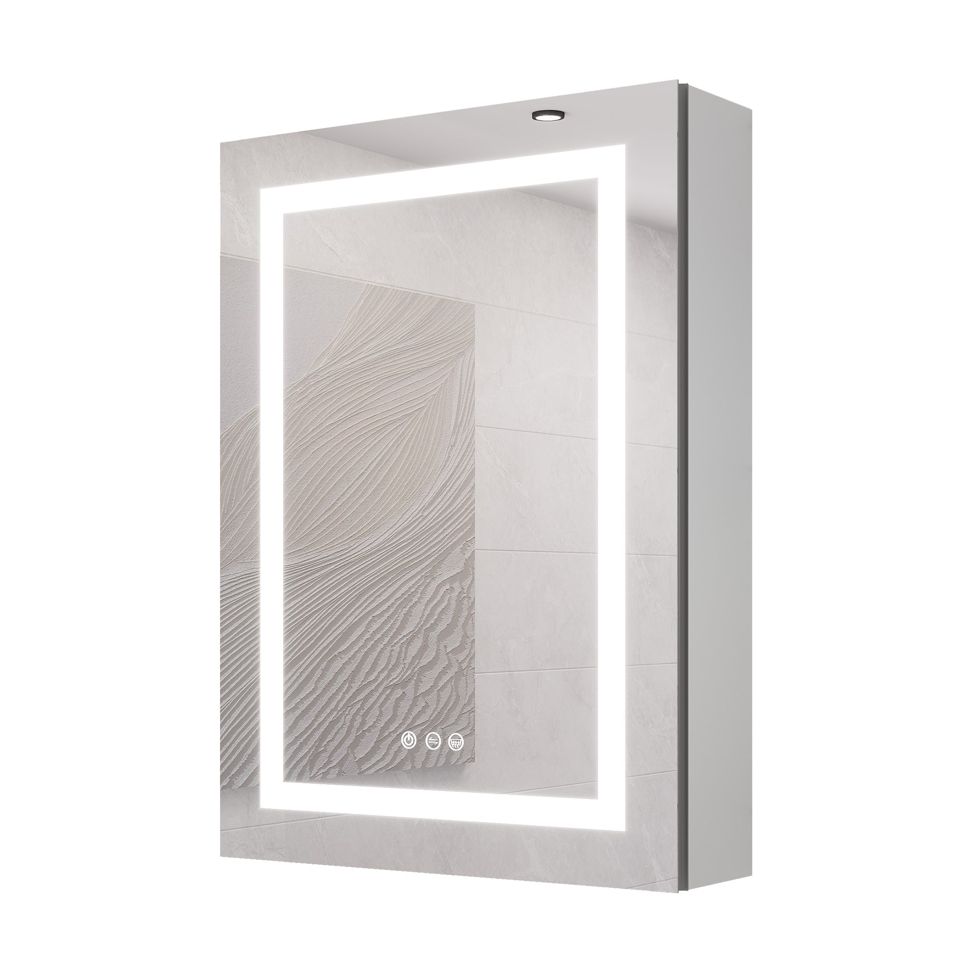 Armoire à pharmacie à montage en surface avec éclairage à DEL de 20 po de largeur x 28 po de hauteur, avec miroir antibuée et 2 étagères réglables RX-MC09-2820