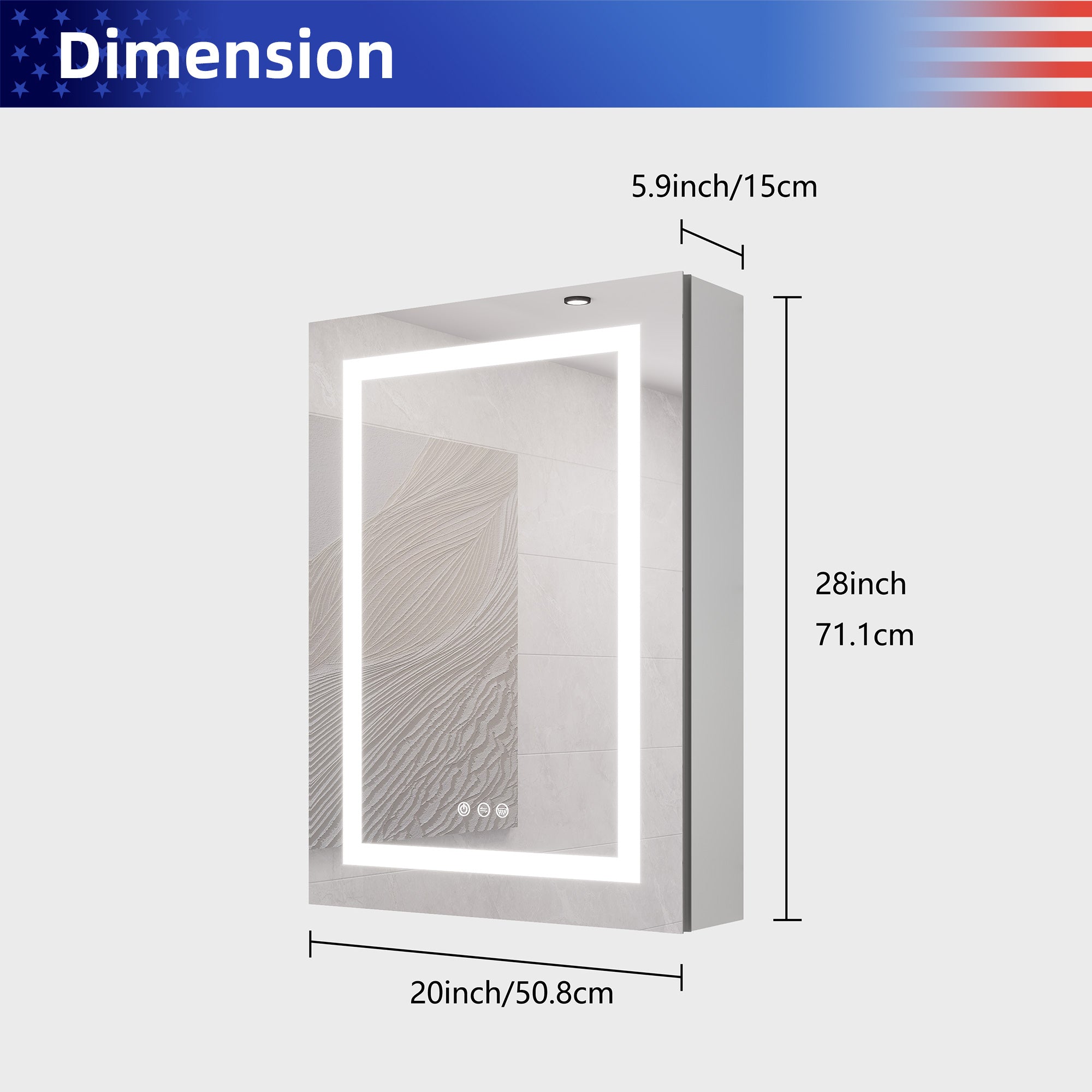 20" x 28" LED Surface-Mount Medicine Cabinet with Mirror and Defogger