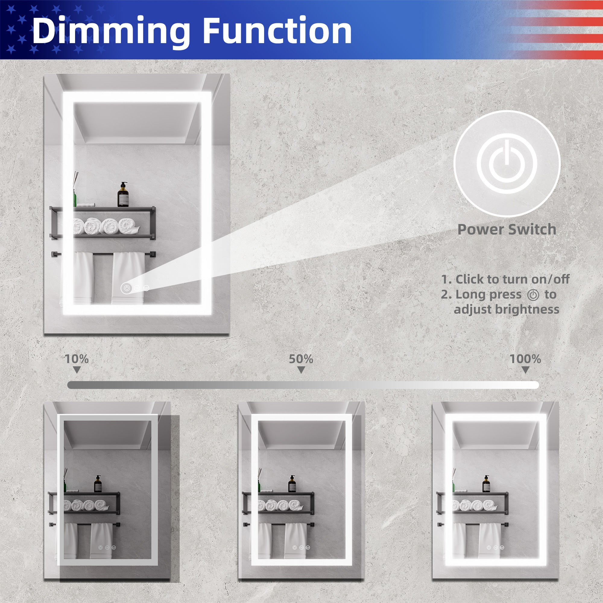 20" x 28" LED Surface-Mount Medicine Cabinet with Mirror and Defogger