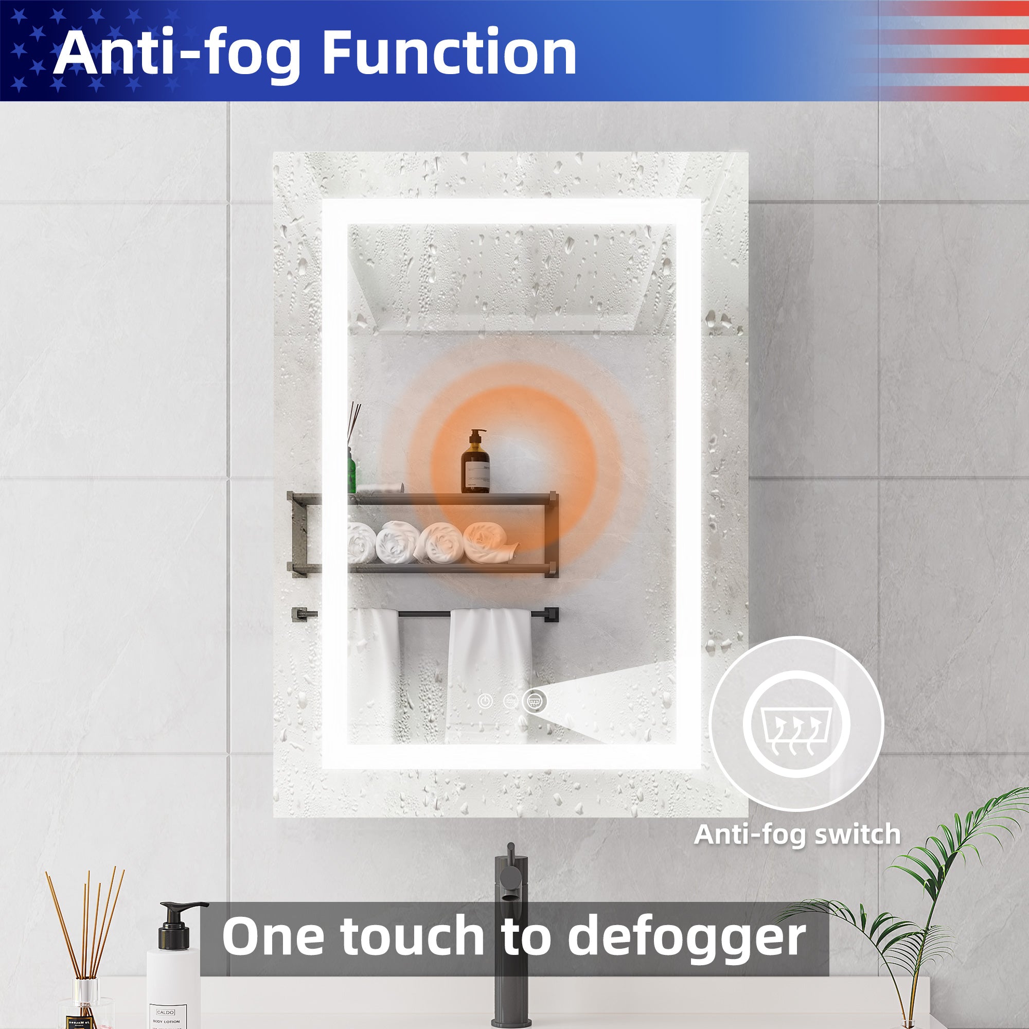 20" x 28" LED Surface-Mount Medicine Cabinet with Mirror and Defogger