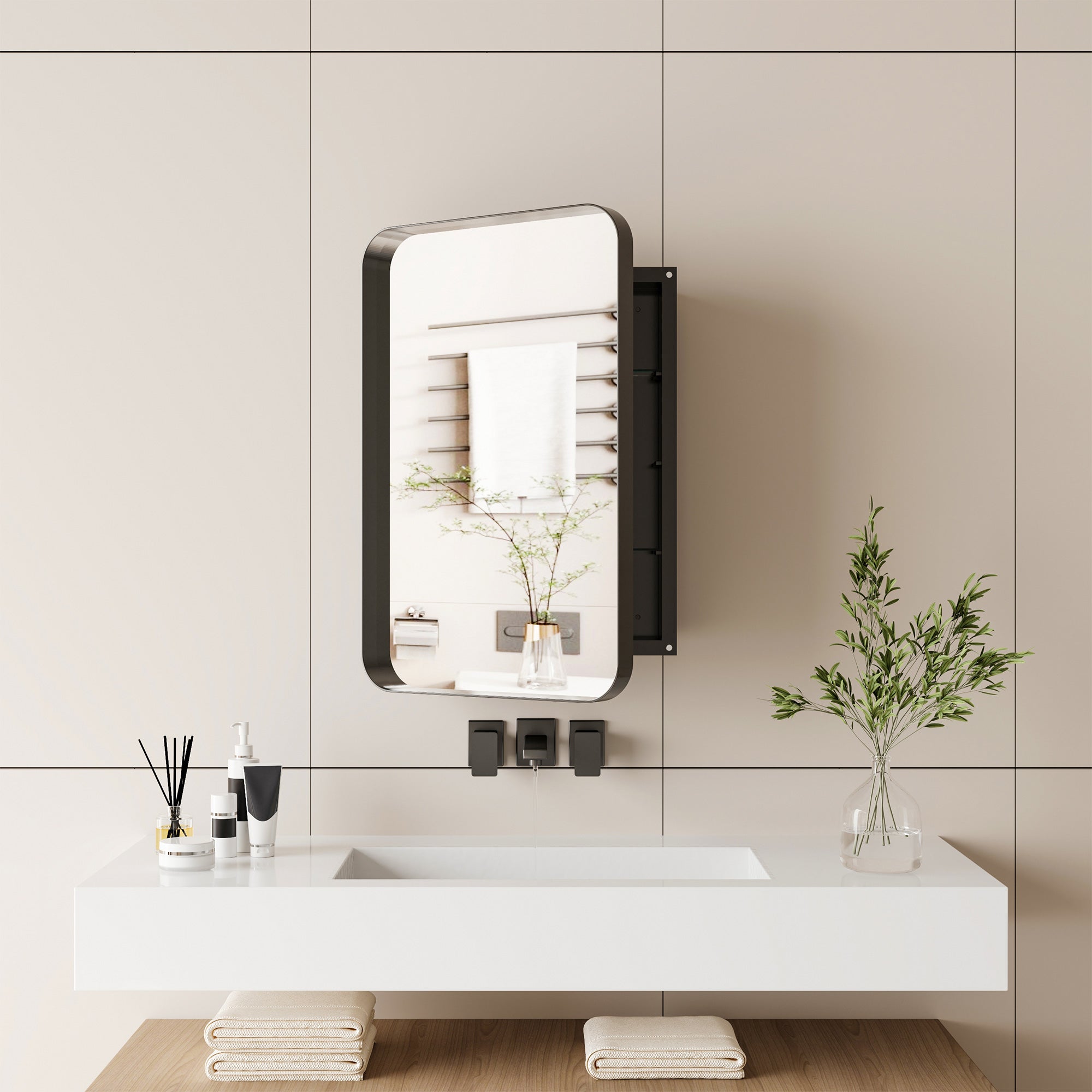 16" x 24" Recessed Framed Medicine Cabinet with Mirror