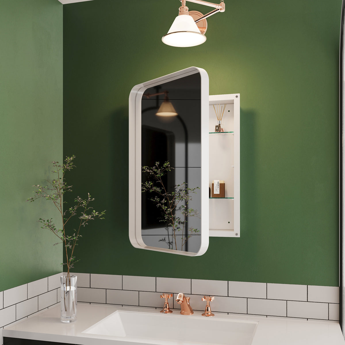 RAINLEX 16" x 24" Recessed Medicine Cabinet with Mirror