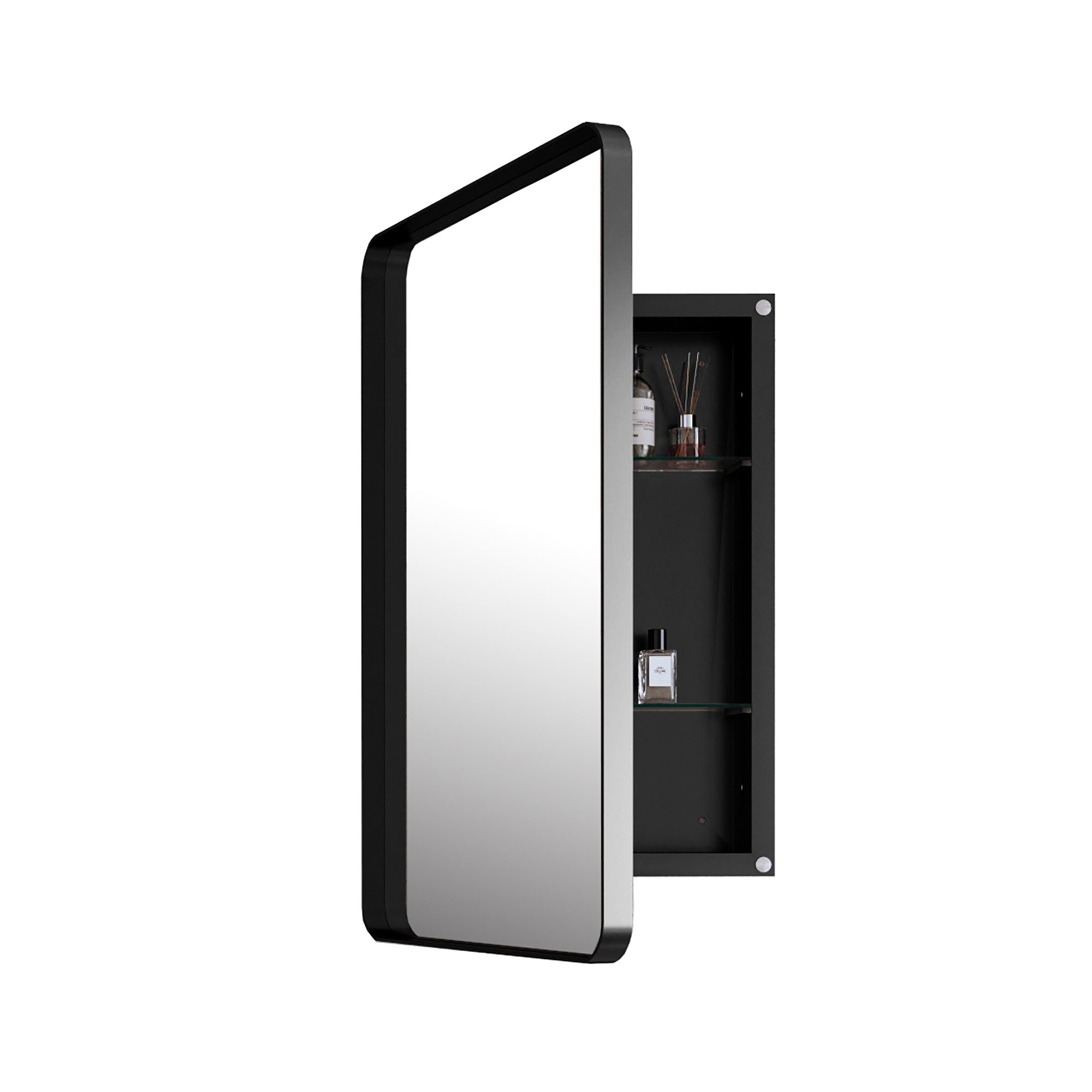 20" x 30" Recessed Framed Medicine Cabinet with Mirror, Matte Black
