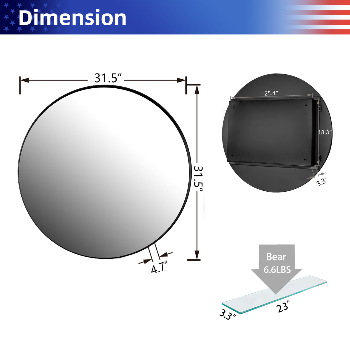 RAINLEX 31.5" x 31.5" Wall-Mount Medicine Cabinet with Mirror