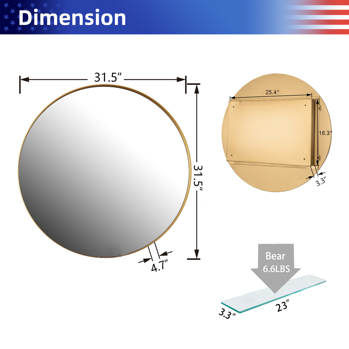 RAINLEX 31.5" x 31.5" Wall-Mount Medicine Cabinet with Mirror