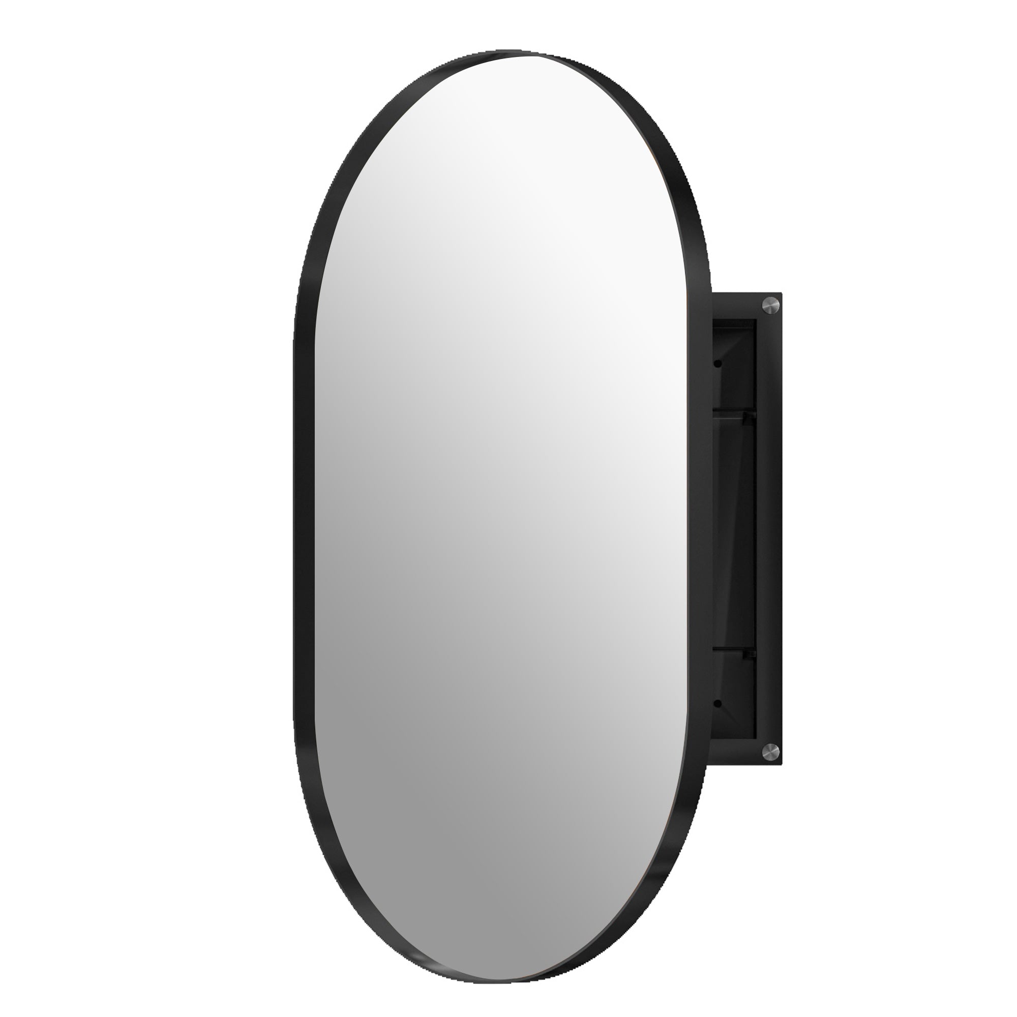 20" x 34" Recessed Framed Medicine Cabinet with Mirror, Matte Black
