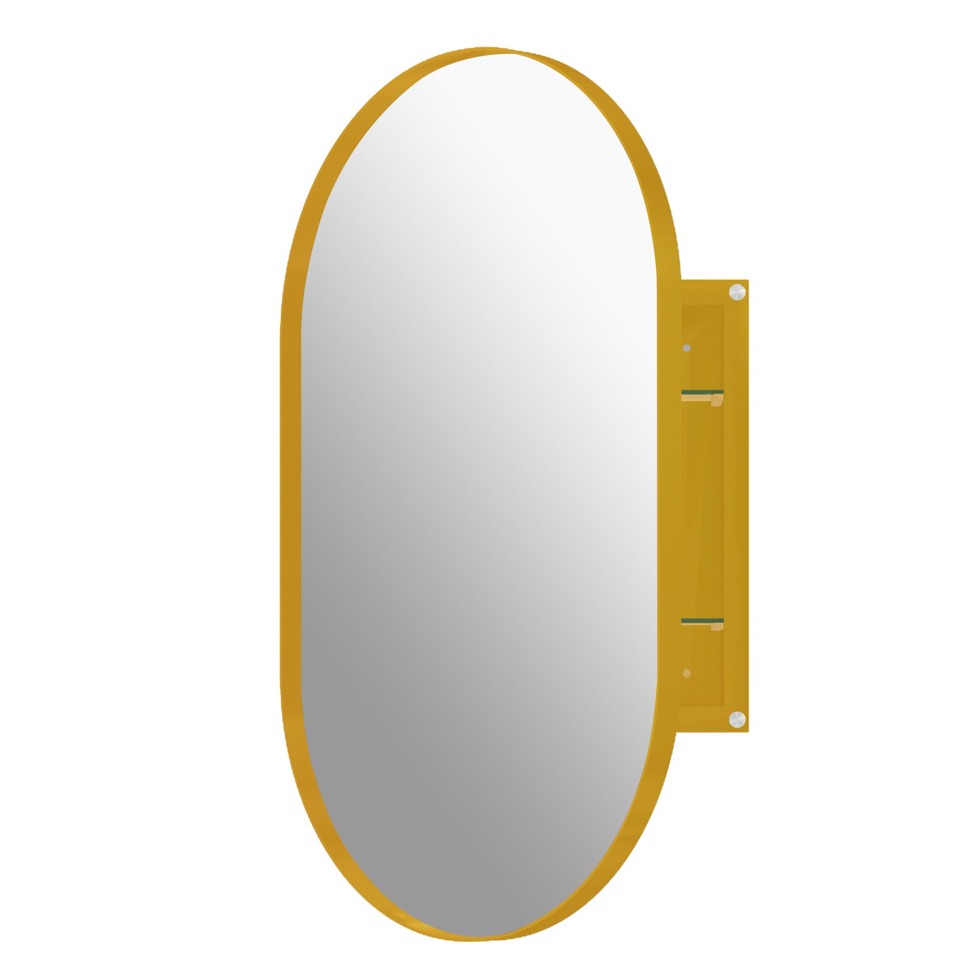 20" x 34" Recessed Framed Medicine Cabinet with Mirror, Matte Black
