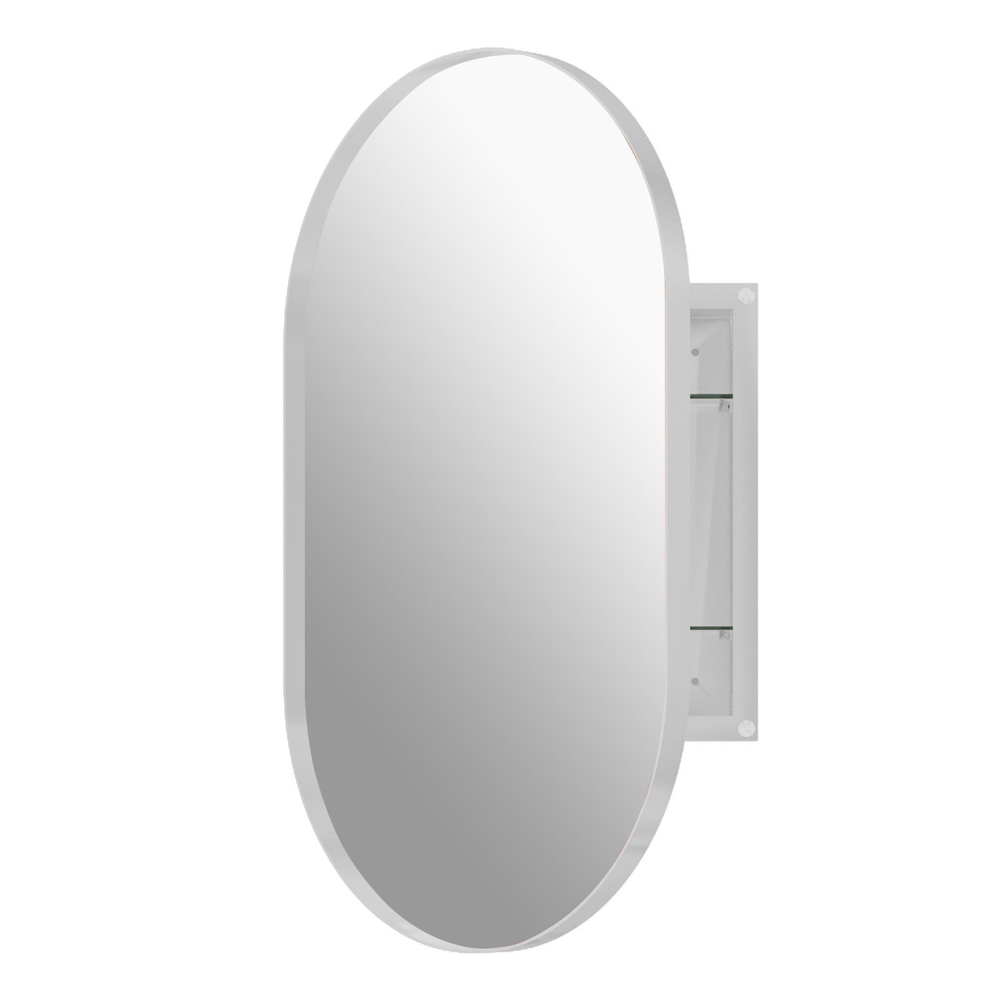 20" x 34" Recessed Framed Medicine Cabinet with Mirror, Matte Black
