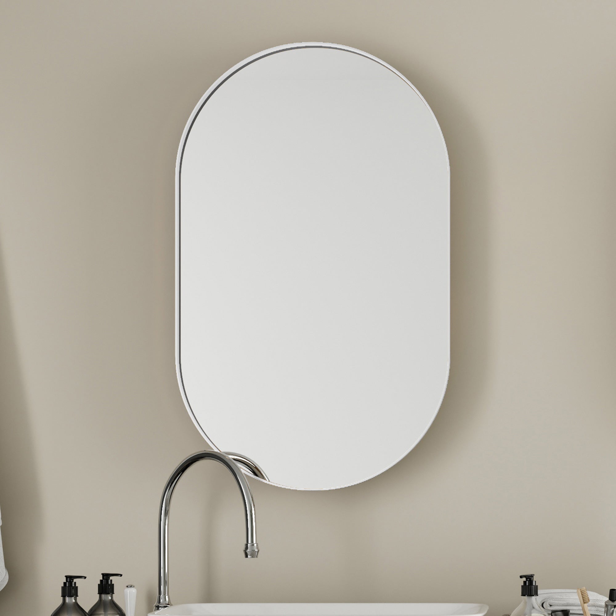 20" x 34" Recessed Framed Medicine Cabinet with Mirror, Matte Black