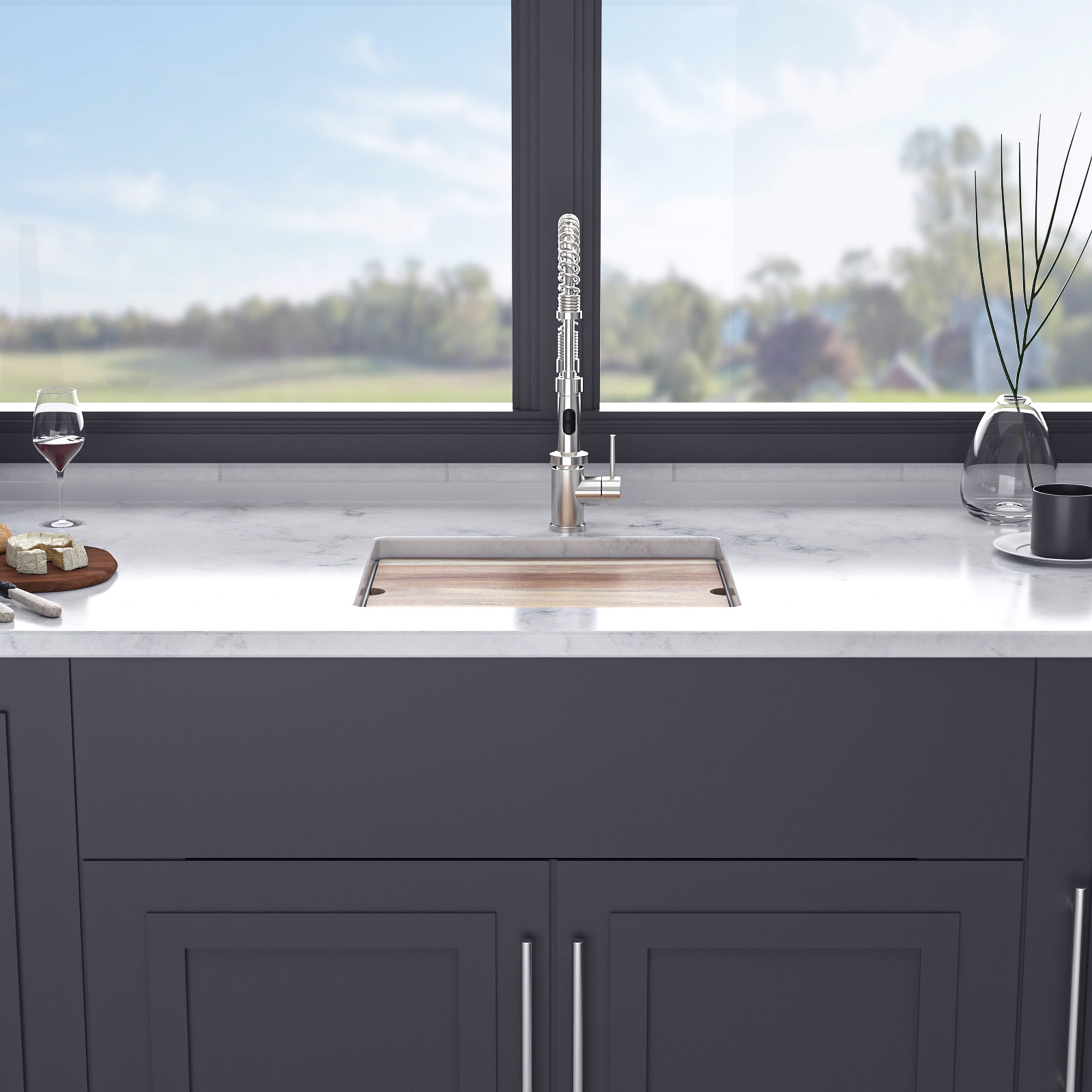21" x 18" Undermount Single Bowl Quartz/Granite Composite Kitchen Sink with Workstation in Matte White RX-QS01-2118W
